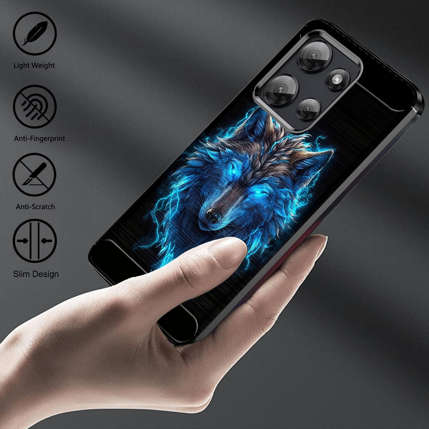 Detalle de RUUHLJLET Cute Wolf Case for Motorola Moto G Power 2025, Slim Brushed Texture