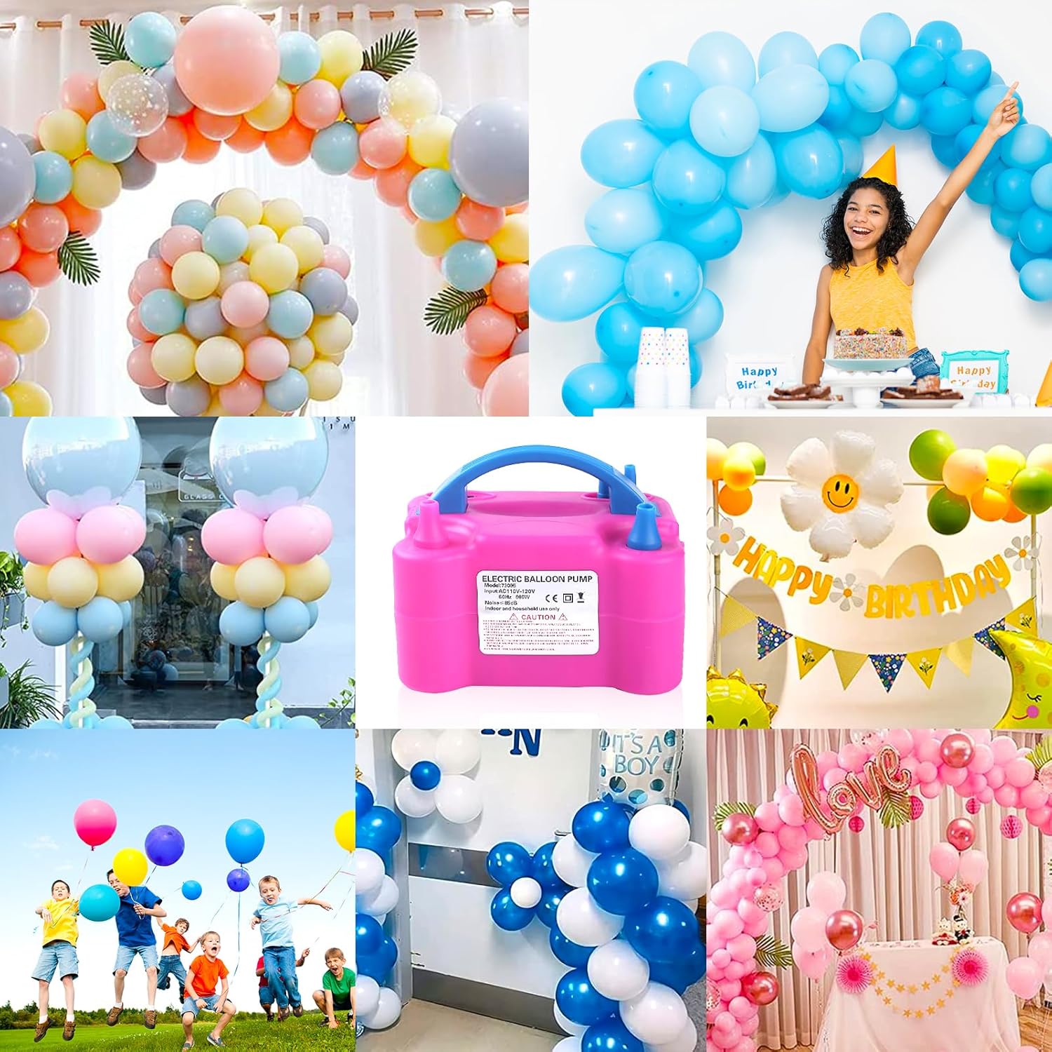 Thumbnail 5 de QIPUMP Balloon Pump Electric 110V 600W with Dual Nozzles – Fast Balloon Inflator for Decorating