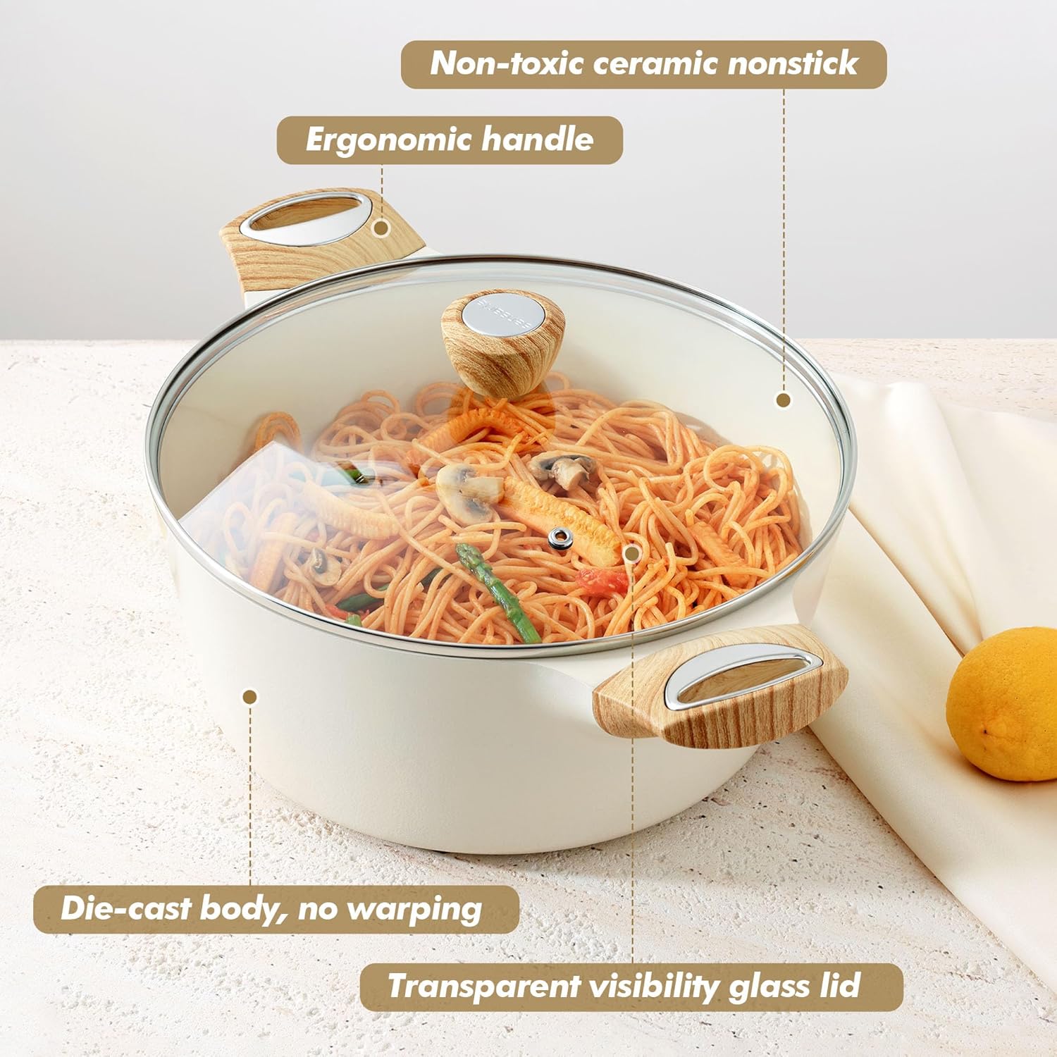 Thumbnail 6 de SENSARTE Ceramic Nonstick Stock Pot Set with Lid (4.5+6.6 QT) — PTFE/PFAS/PFOA Free, Induction Compatible
