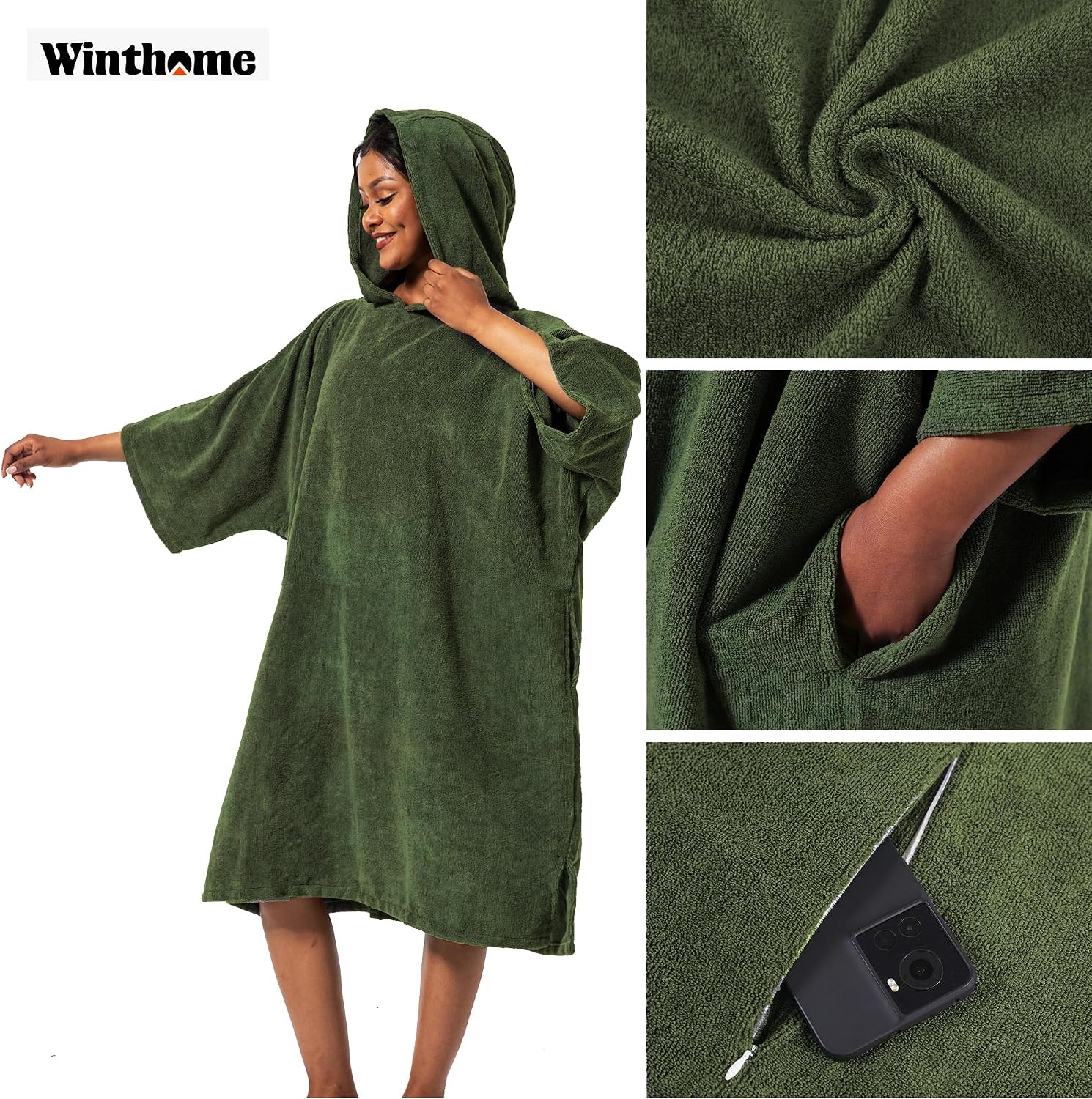 Detalle de Winthome Changing Bath Robe, Surf Poncho Towel with Hooded