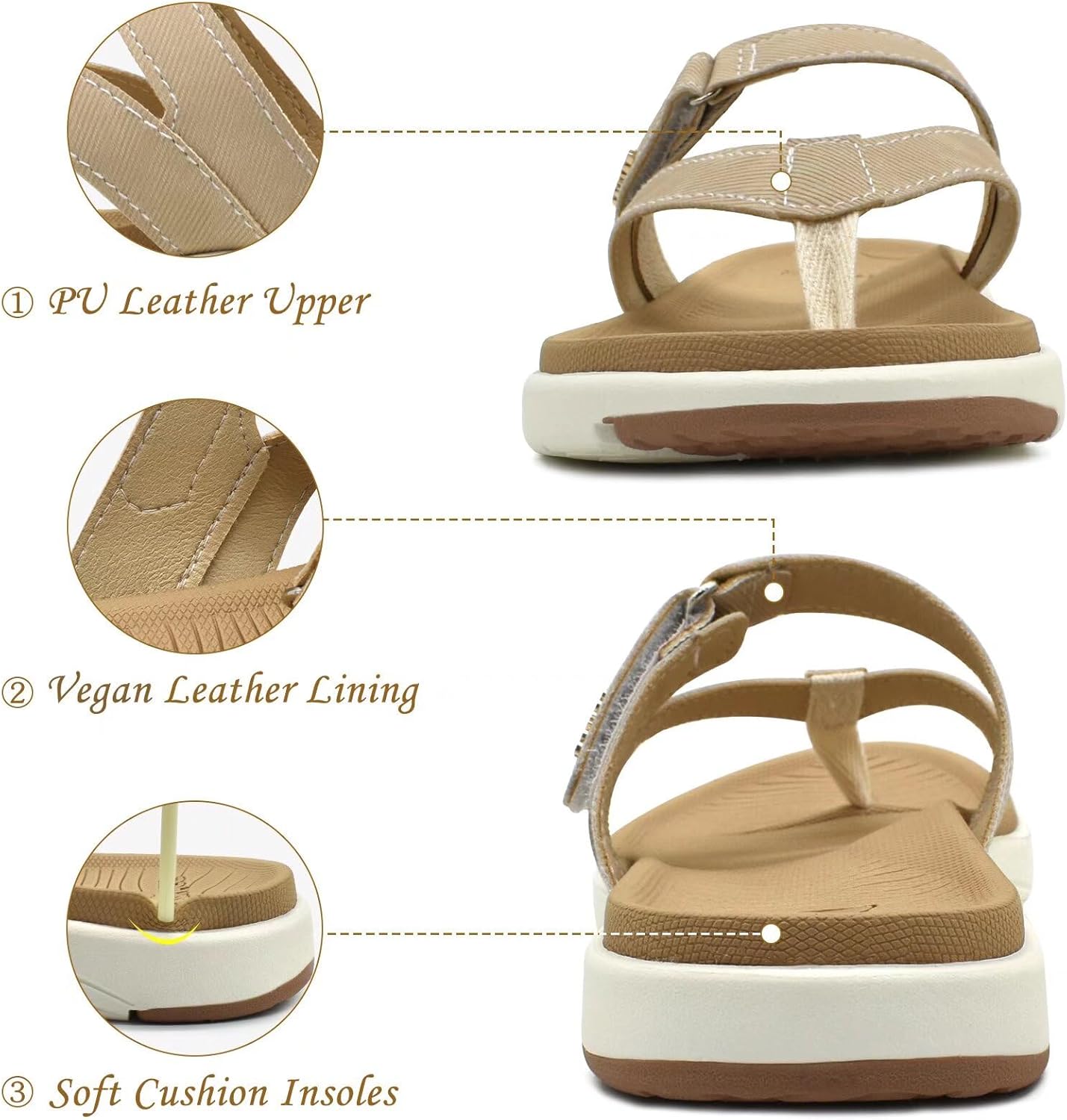Detalle de COFACE Womens Fashion Orthotic Flip Flops with Arch Support & Yoga-Mat Cushioning