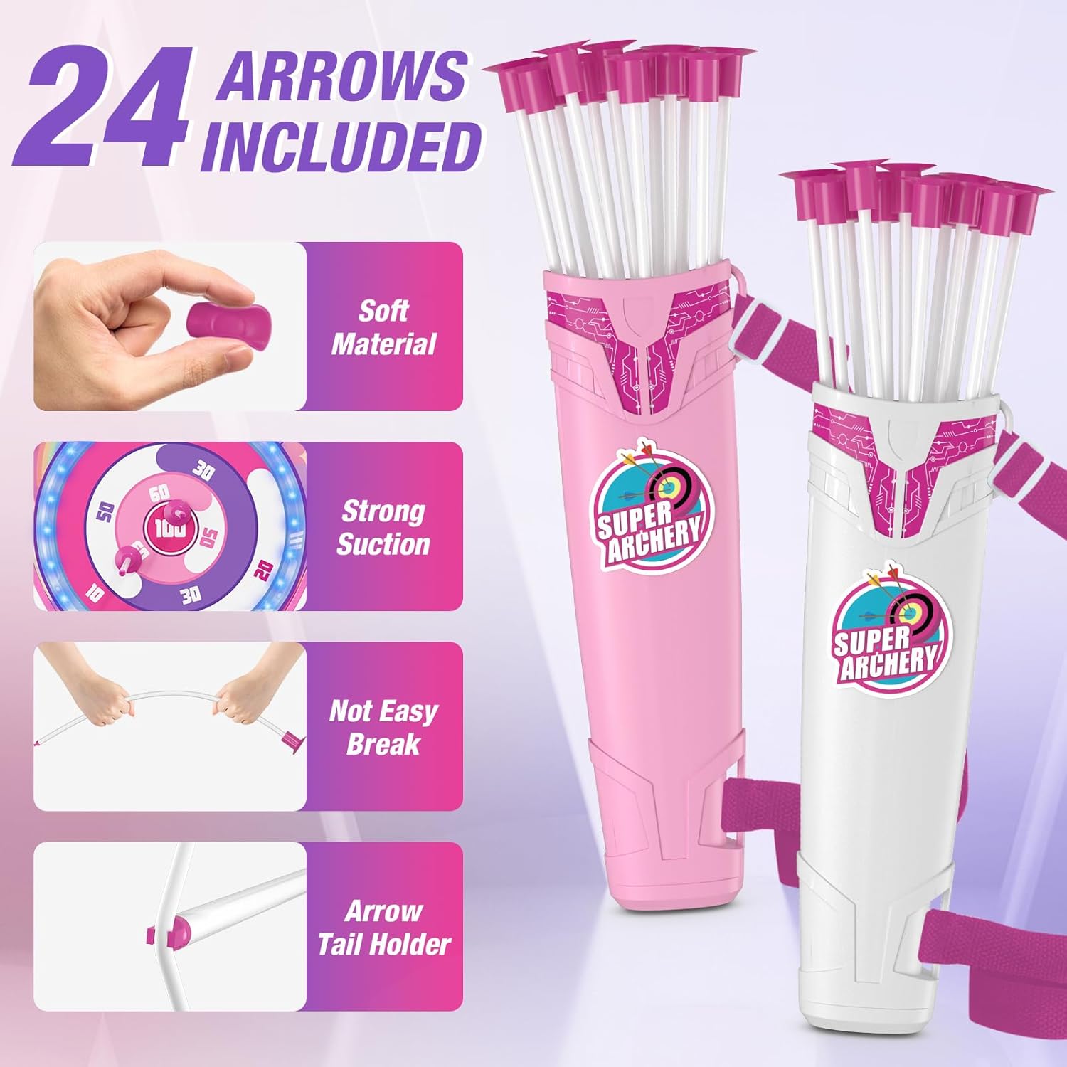 Thumbnail 4 de HYES 2 Pack Kids Bow and Arrow with LED Unicorn Archery Set