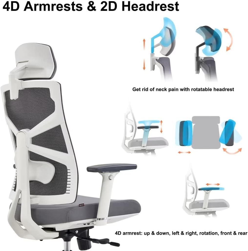 Thumbnail 4 de HOLLUDLE Silla de Oficina Ergonómica con Reposabrazos y Lumbar