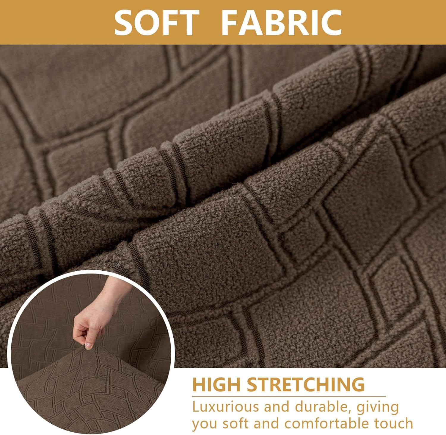 Thumbnail 3 de Ystyle housse de chaise extensible 6 pièces marron – protection lavable et amovible