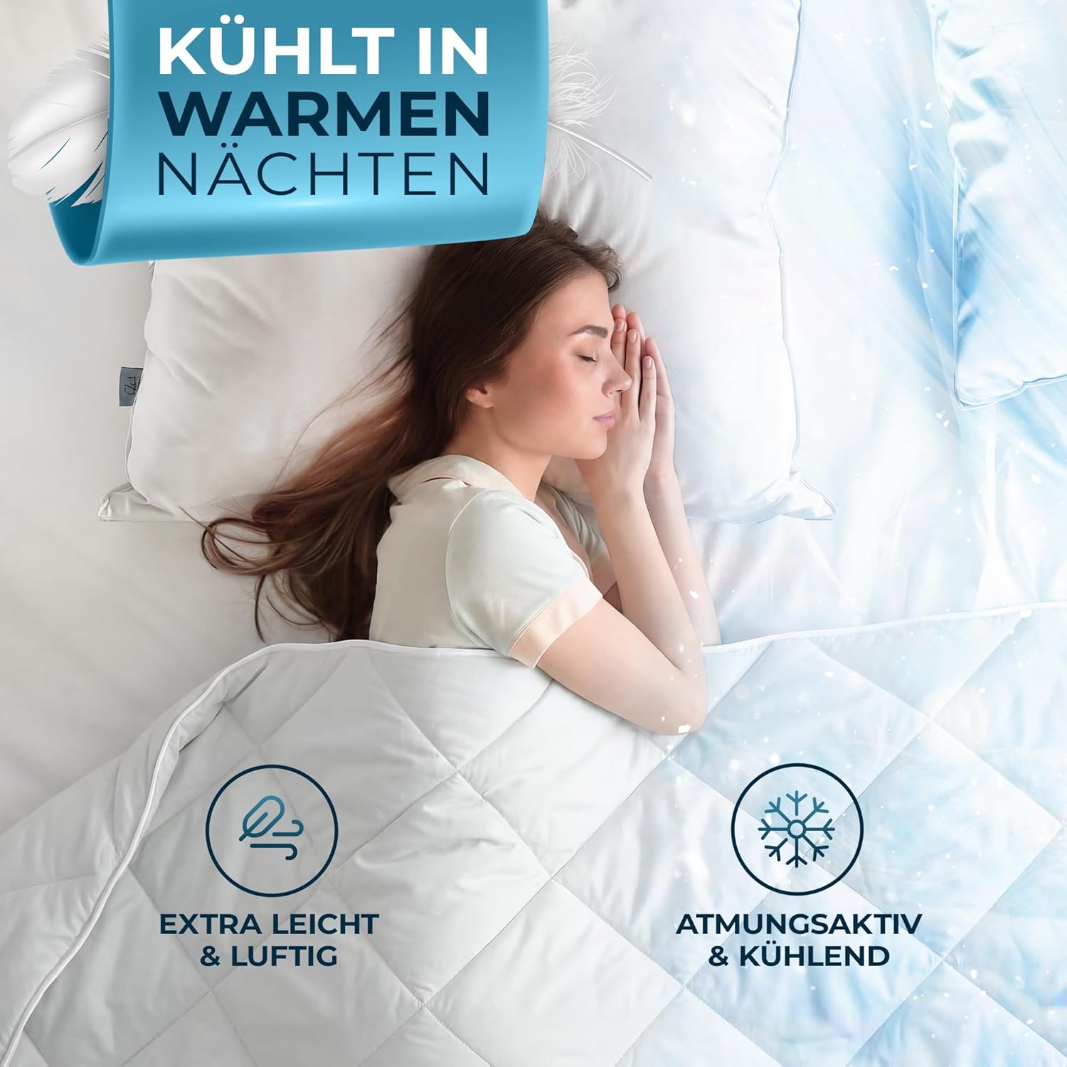 Detalle de Glückstoff Sommerdecke 135x200cm – Leichte, kühlende Decke mit 100% Öko-Tex Füllung