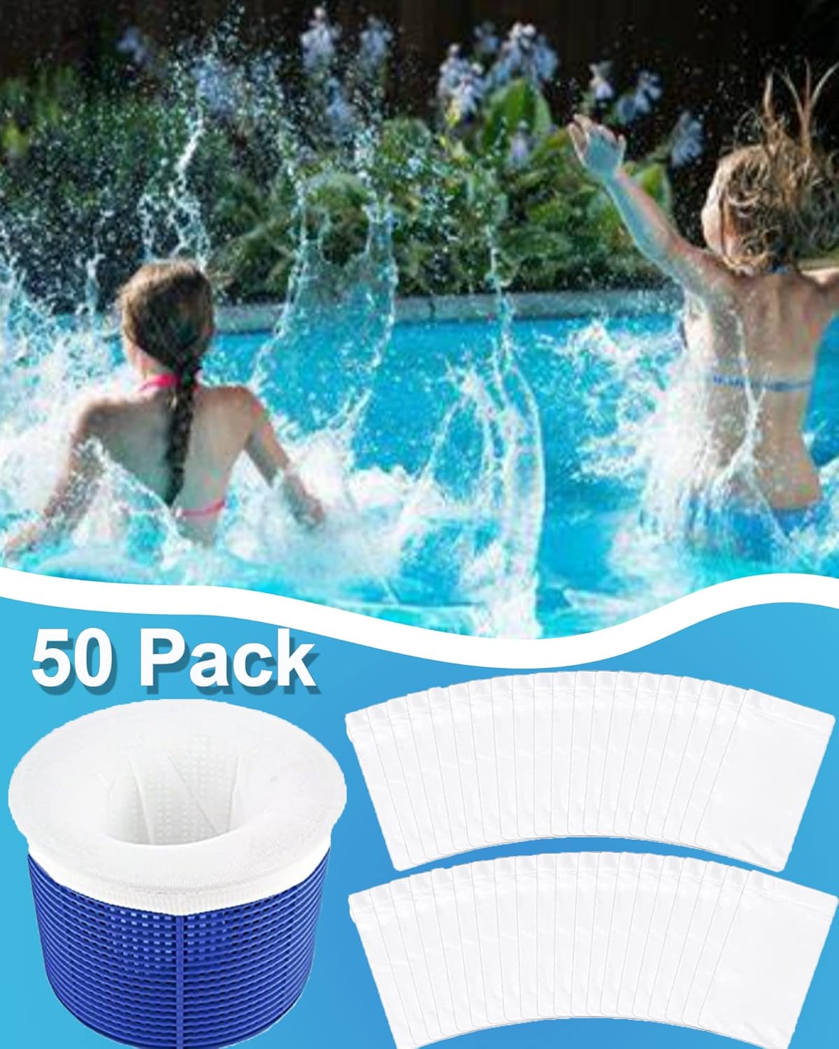 Thumbnail 5 de KGC Calza per Skimmer Piscina 50 Pezzi – Filtri da 7–19 cm, riutilizzabili e lavabili