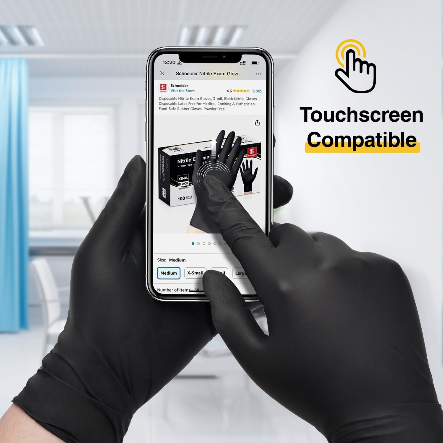 Thumbnail 5 de Schneider Nitrile Exam Gloves, Black disposable