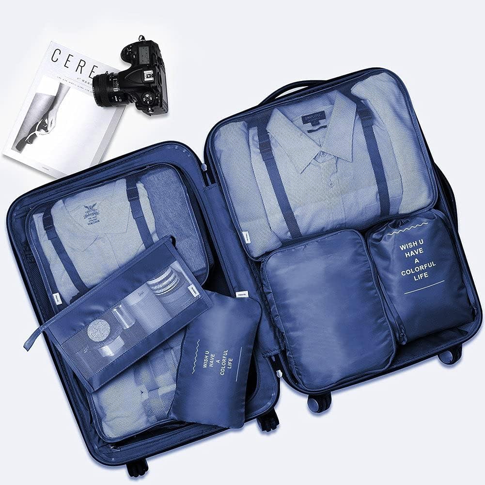 Detalle 2 de Toifucos Travel Packing Cubes 8-Piece Set (Navy Blue) – Multifunction Luggage Organisers