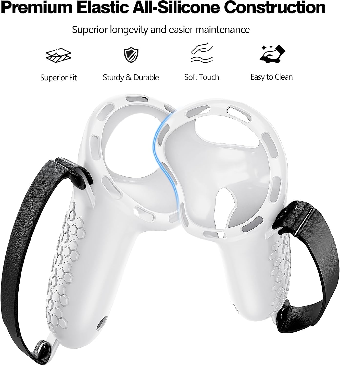 Thumbnail 5 de AMZDM VR Controller Grips for Meta Quest 3 and 3S, Silicone Covers with Straps