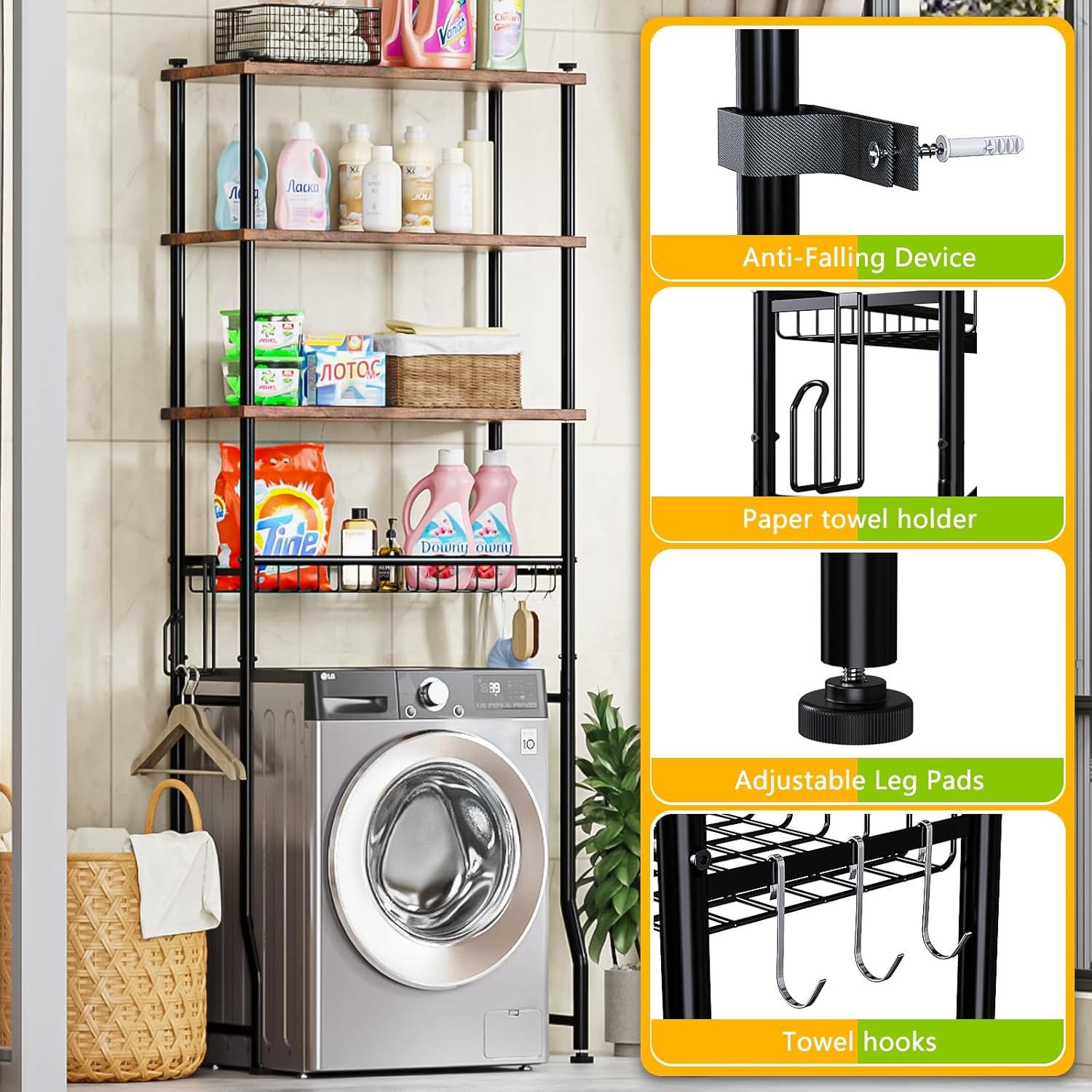 Thumbnail 5 de 4-Tier Over-The-Toilet Storage Shelf — Bathroom Organizer