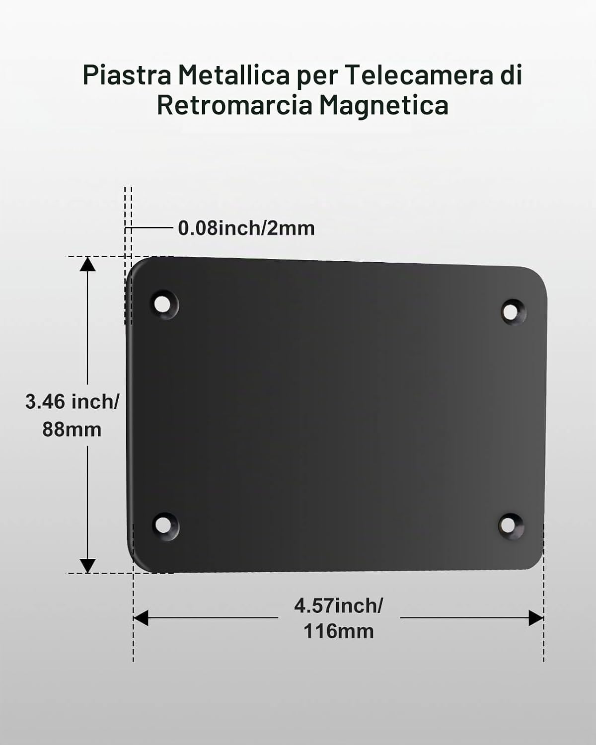 Thumbnail 1 de Piastra metallica magnetica per telecamera posteriore – 11,6 × 8 cm, per roulotte e veicoli in plastica o fibra di vetro