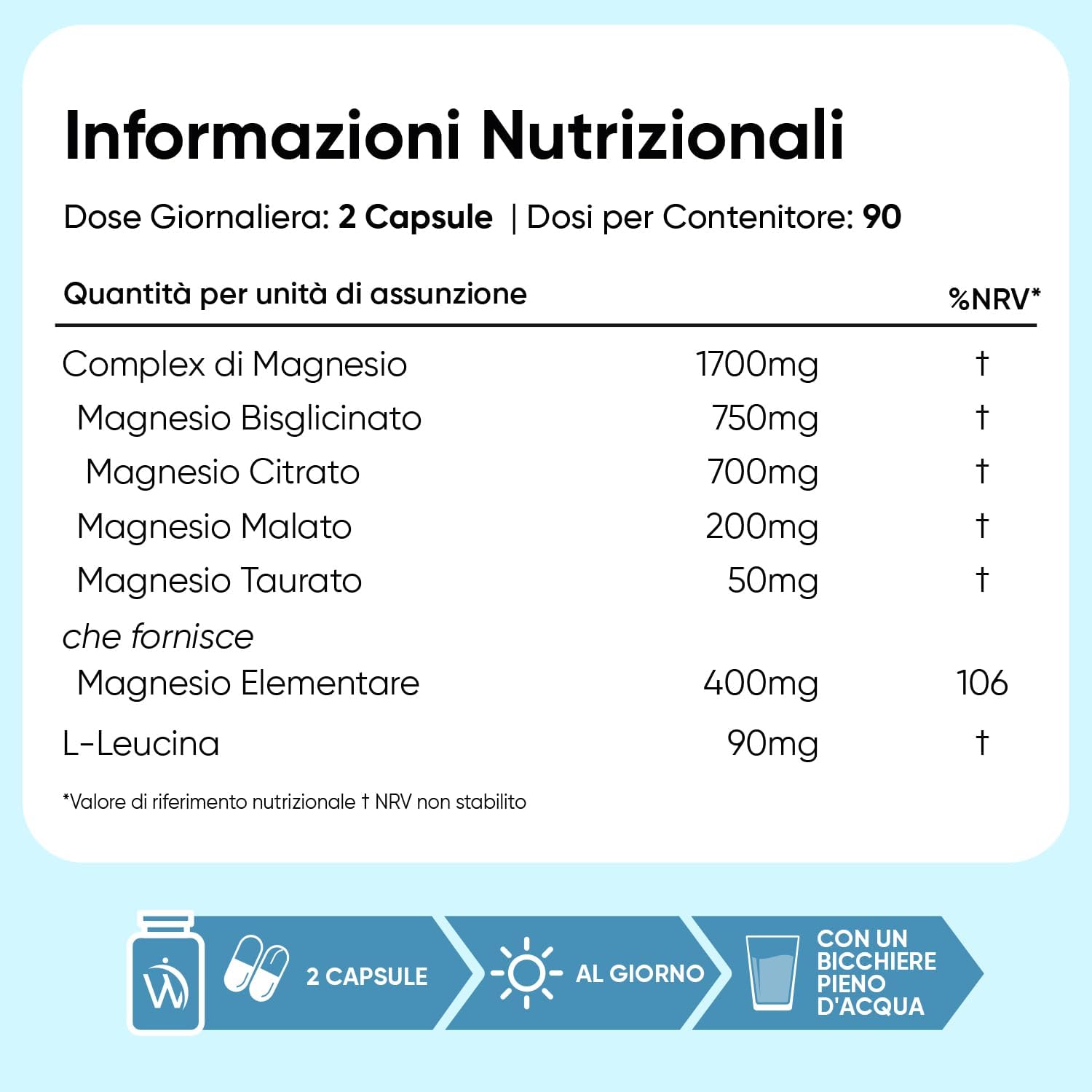 Detalle de Magnesio Completo Vegano 490 mg (180 Capsule) | WeightWorld – Bisglicinato e Citrato, 4 in 1