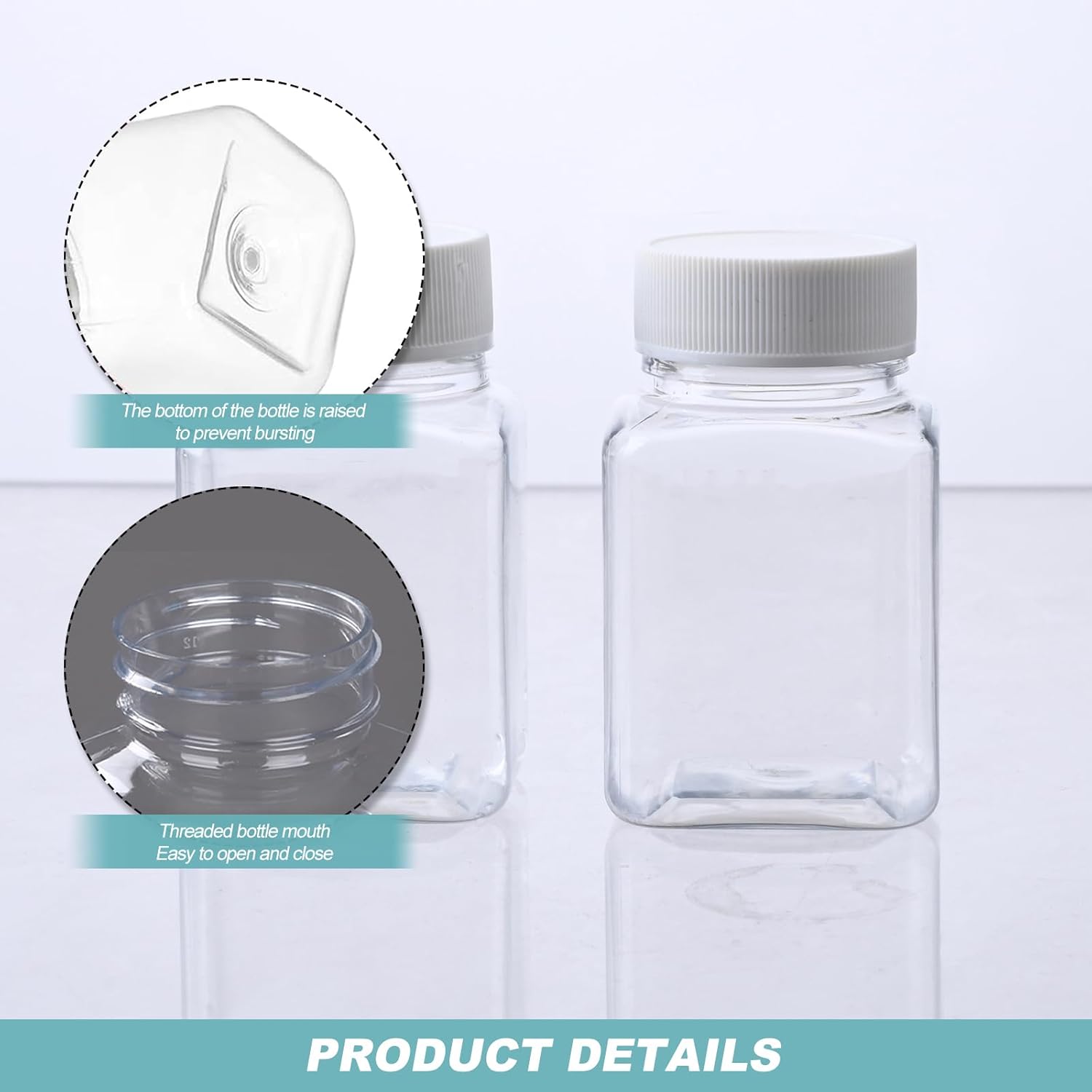 Thumbnail 2 de ReaJoys 100ml PET plastic juice bottles with lids (12-pack) – clear reusable drink containers