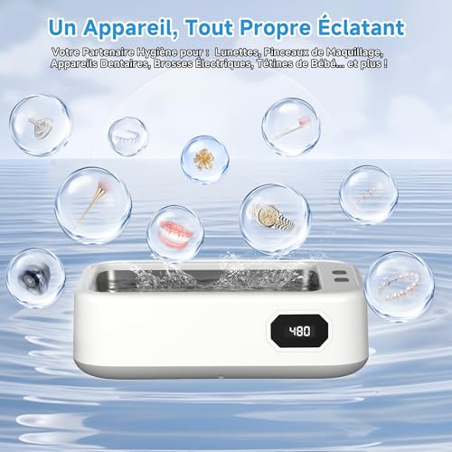 Detalle de Vyzlix Nettoyeur Ultrasons 49 kHz – 640 ml, 5 modes de minuterie