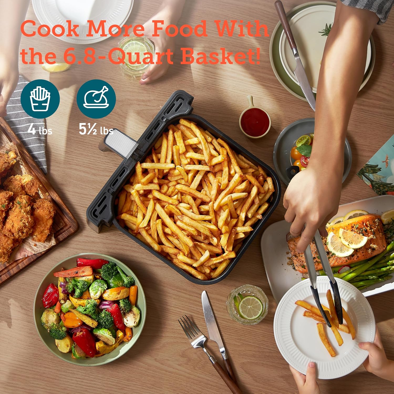 Detalle de Cosori CAF-P583S-KUS Dual Blaze Smart Air Fryer, 6.8 Qt, 12 Functions