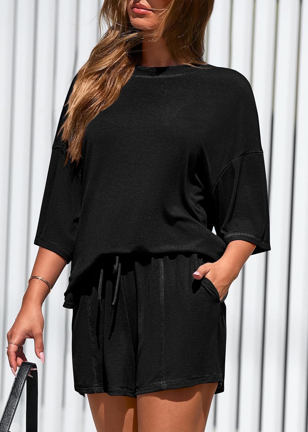 Detalle de KIRUNDO 2 Piece Sets for Women: Summer Lounge Set, Oversized Tee + Shorts