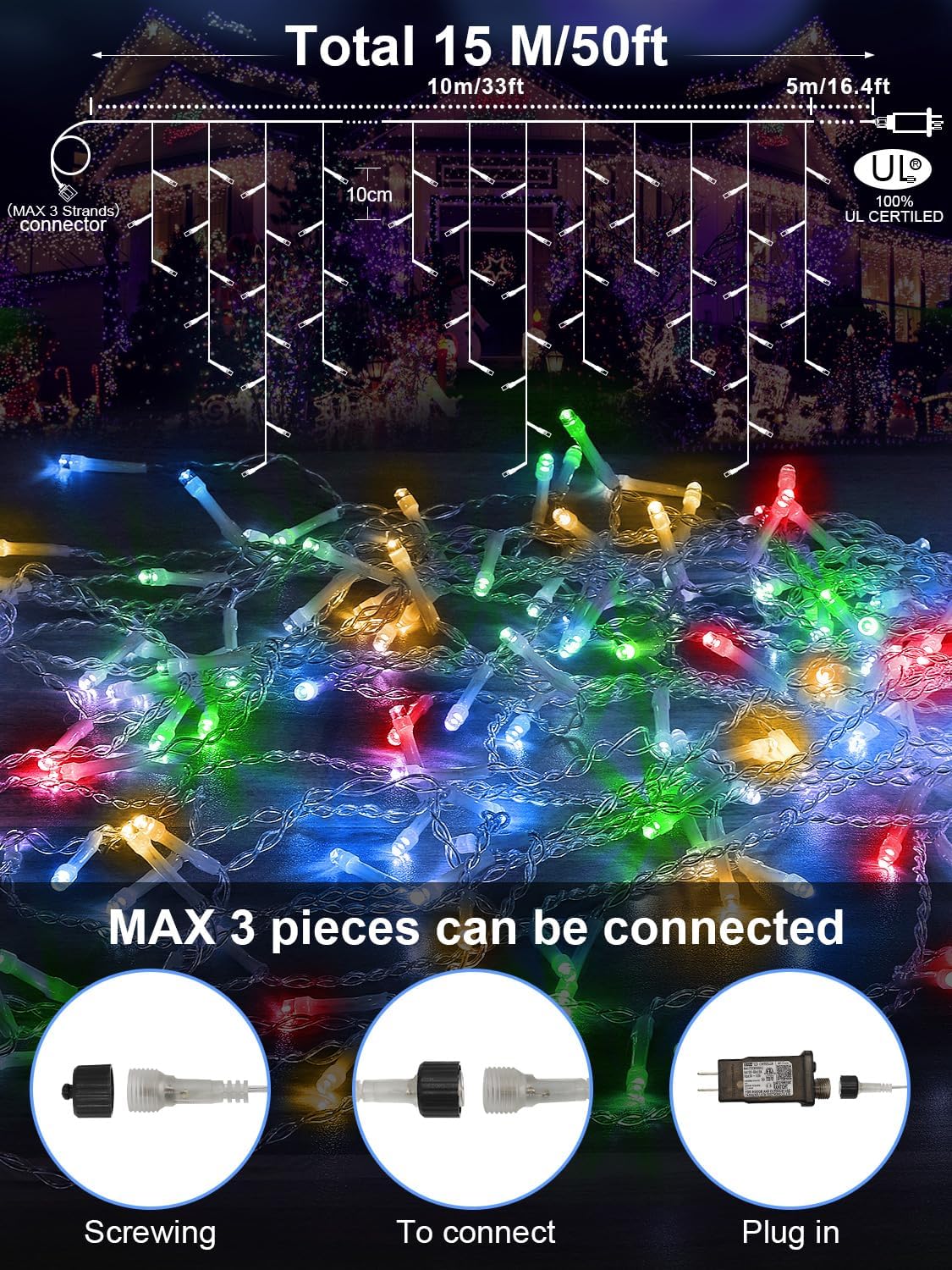 Detalle de Icicle String Lights 50 ft