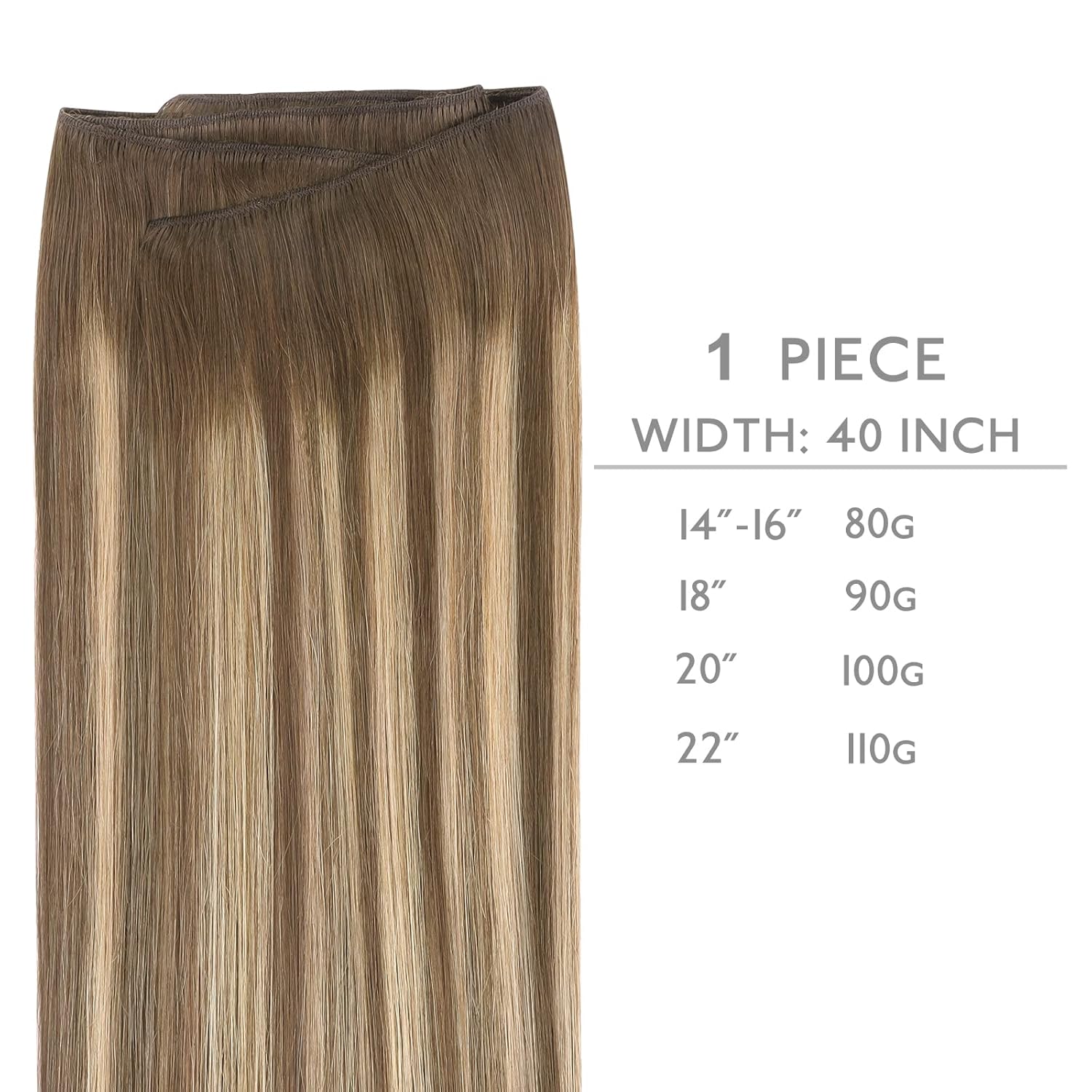 Thumbnail 1 de WENNALIFE Sew In Hair Extensions Real Human Hair – 20 Inch, Balayage Chocolate Brown to Caramel Blonde