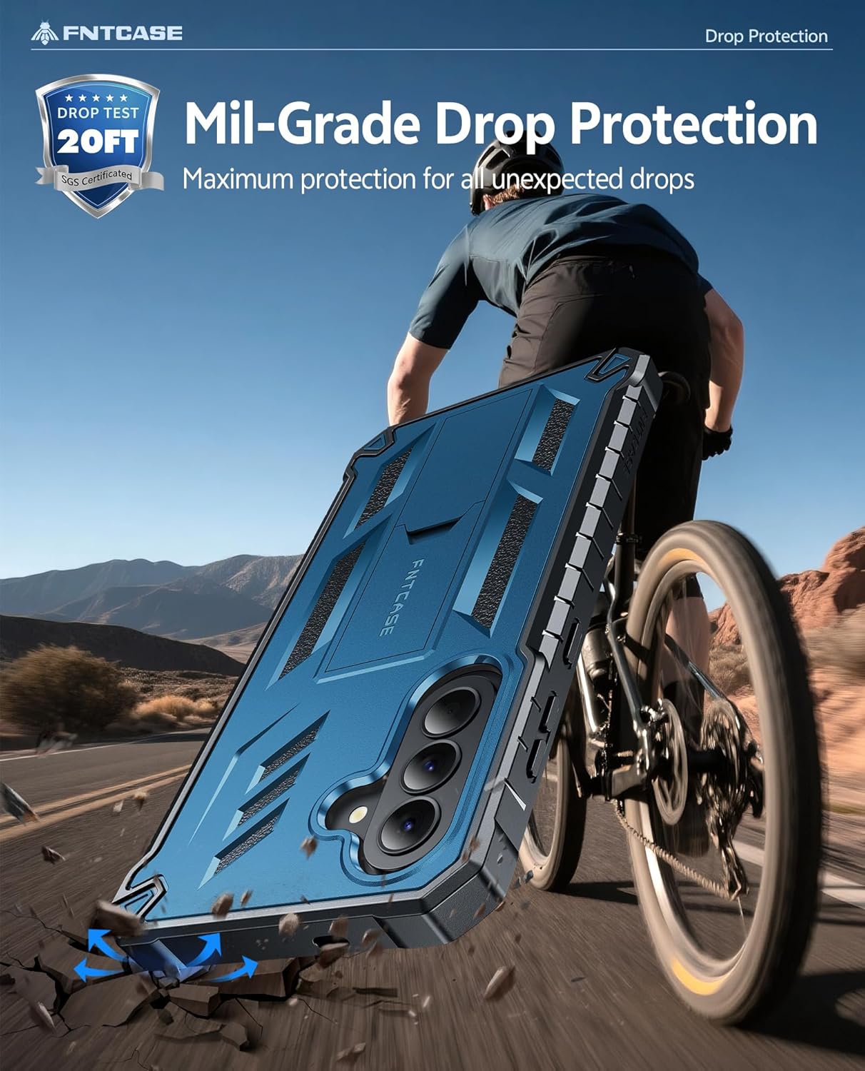 Thumbnail 5 de FNTCASE Military Grade Rugged Case for Samsung Galaxy A57 with Built-in Screen Protector & Kickstand (Blue)