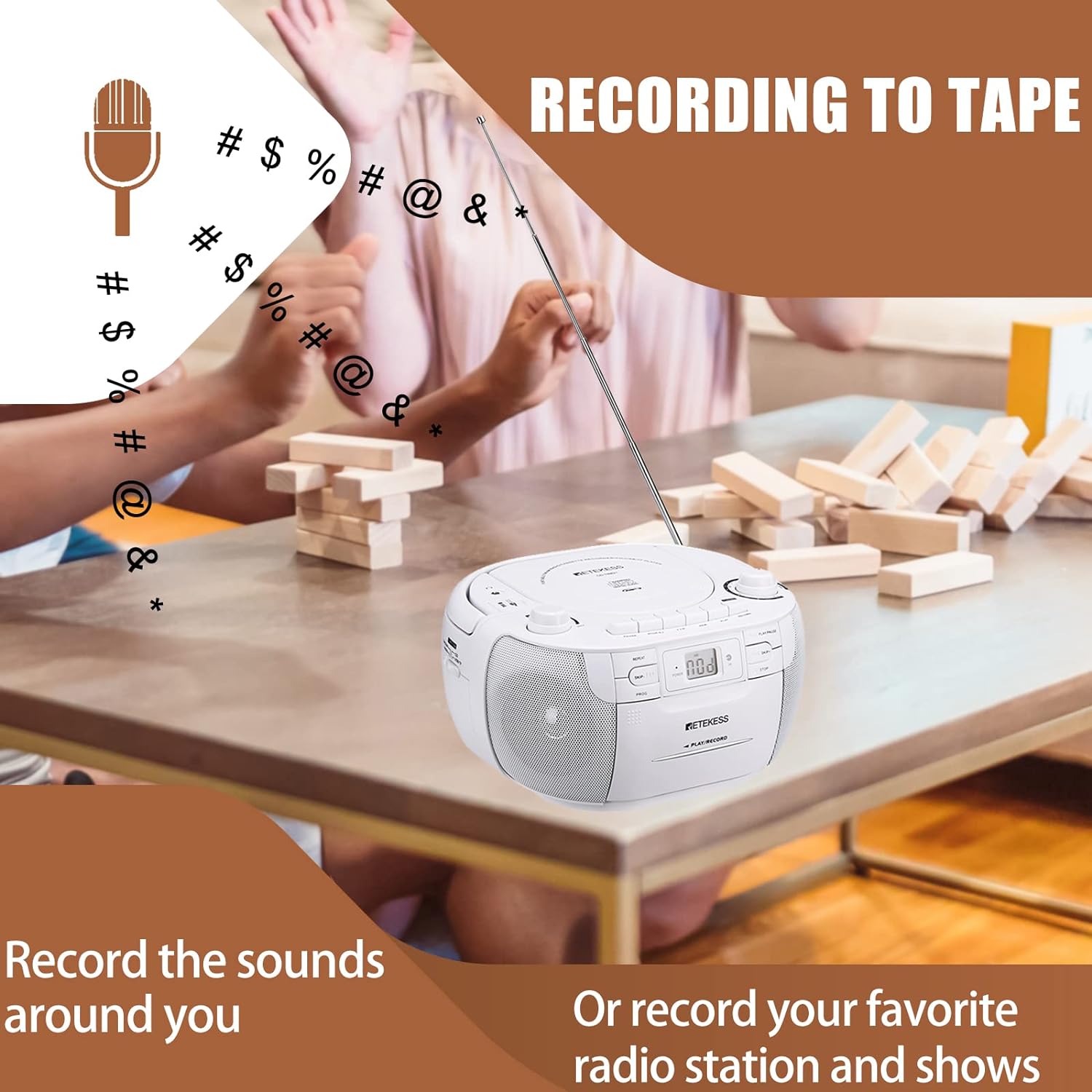 Thumbnail 5 de Retekess TR621 CD Cassette Boombox with AM/FM Radio, USB and Micro SD