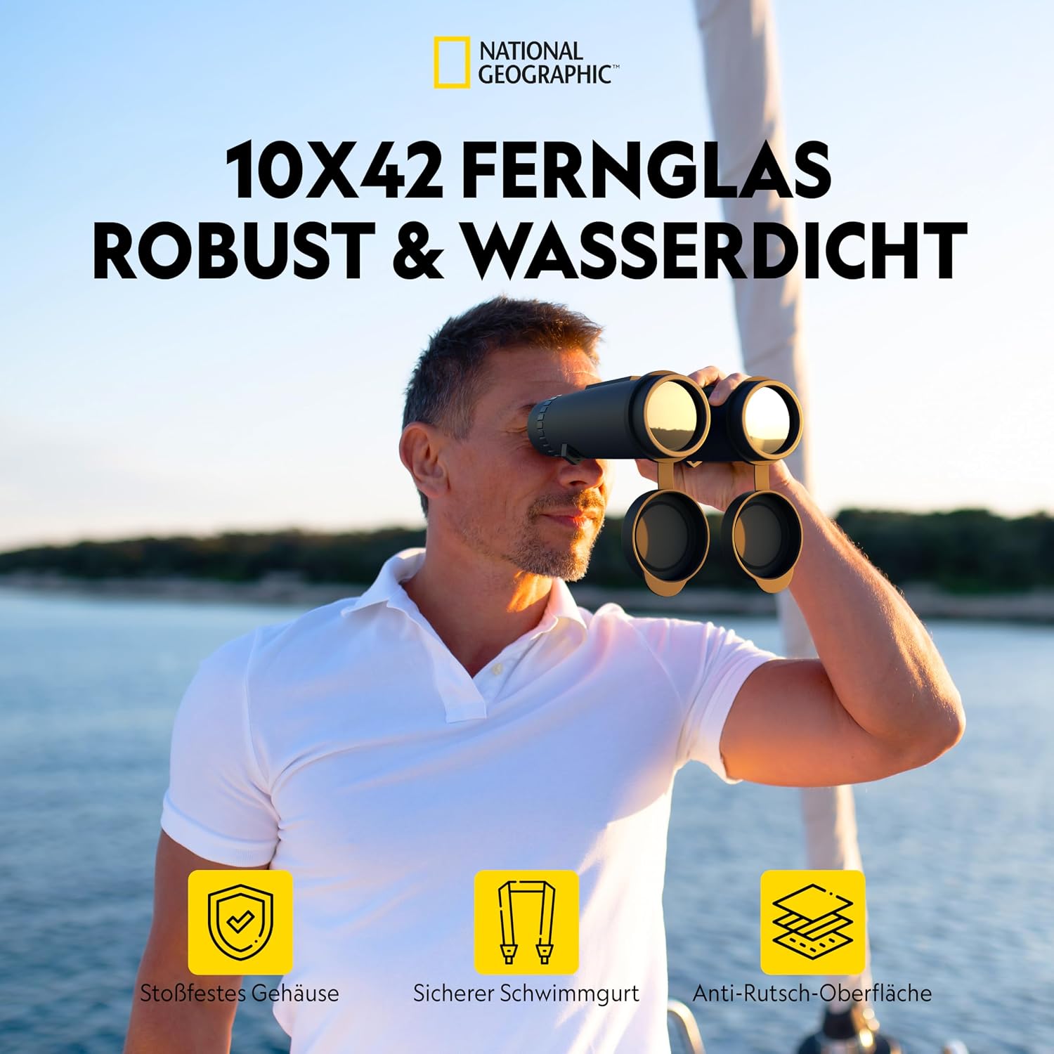 Detalle de National Geographic Fernglas 10x42 Dachkant – wasserdicht, voll verschüttert, schwimmbar