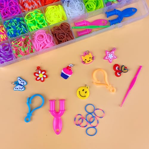 Detalle de Gomas para hacer pulseras Jsdoin 2700+ 40 rejilla: kit creativo con 30 colores y accesorios