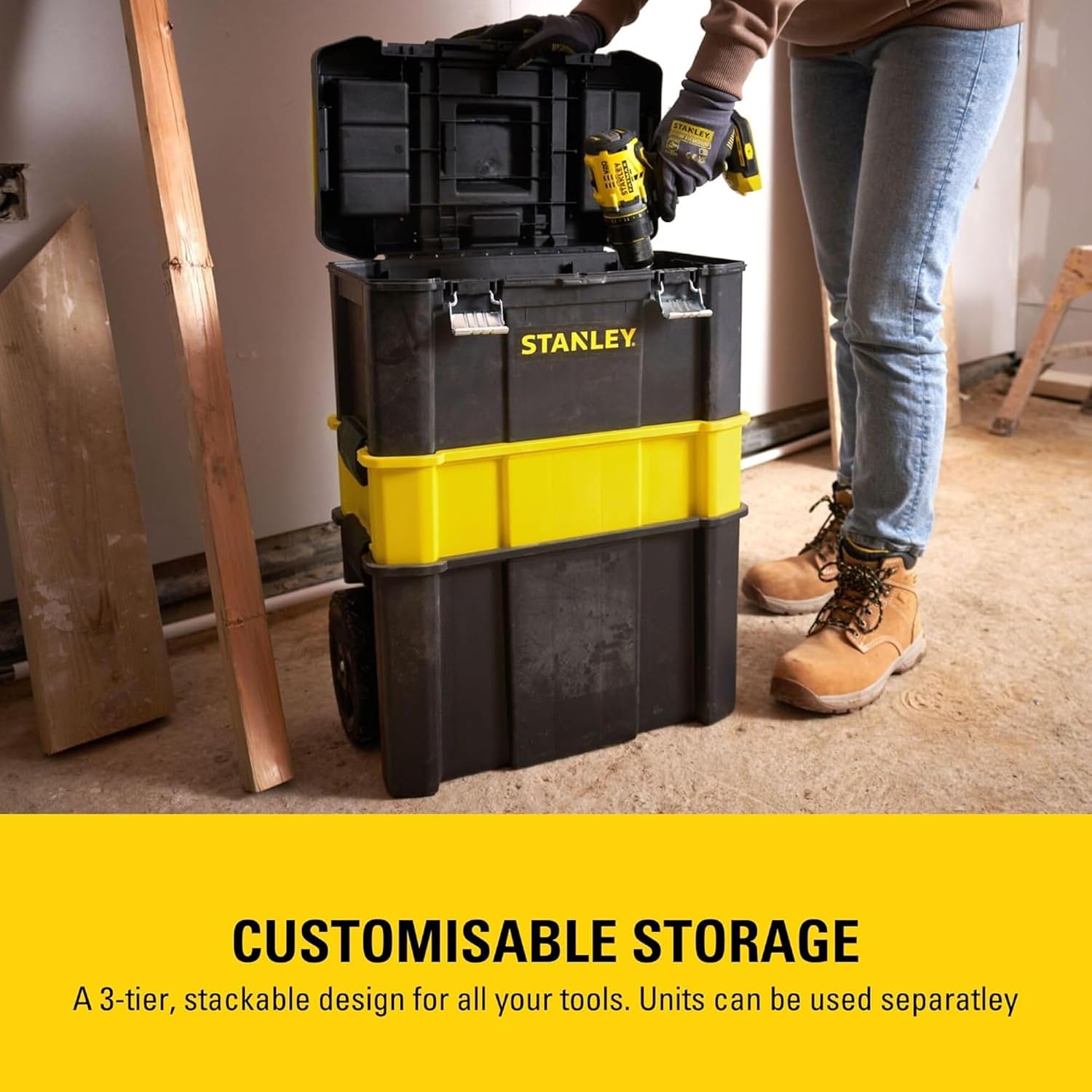 Thumbnail 6 de STANLEY Essential Rolling Workshop Toolbox STST1-80151: Cassettiera portatile a 3 livelli per attrezzi