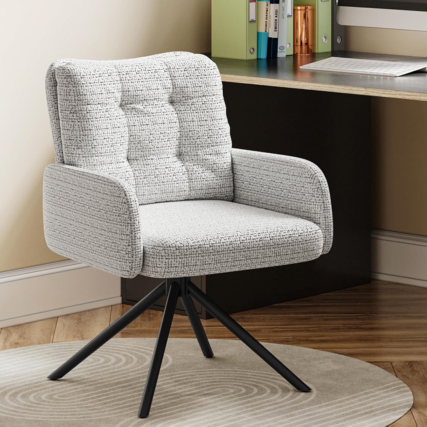 Detalle de Hadwin RXZER23 Grey Chenille Swivel Tub Armchair with Double Cushions