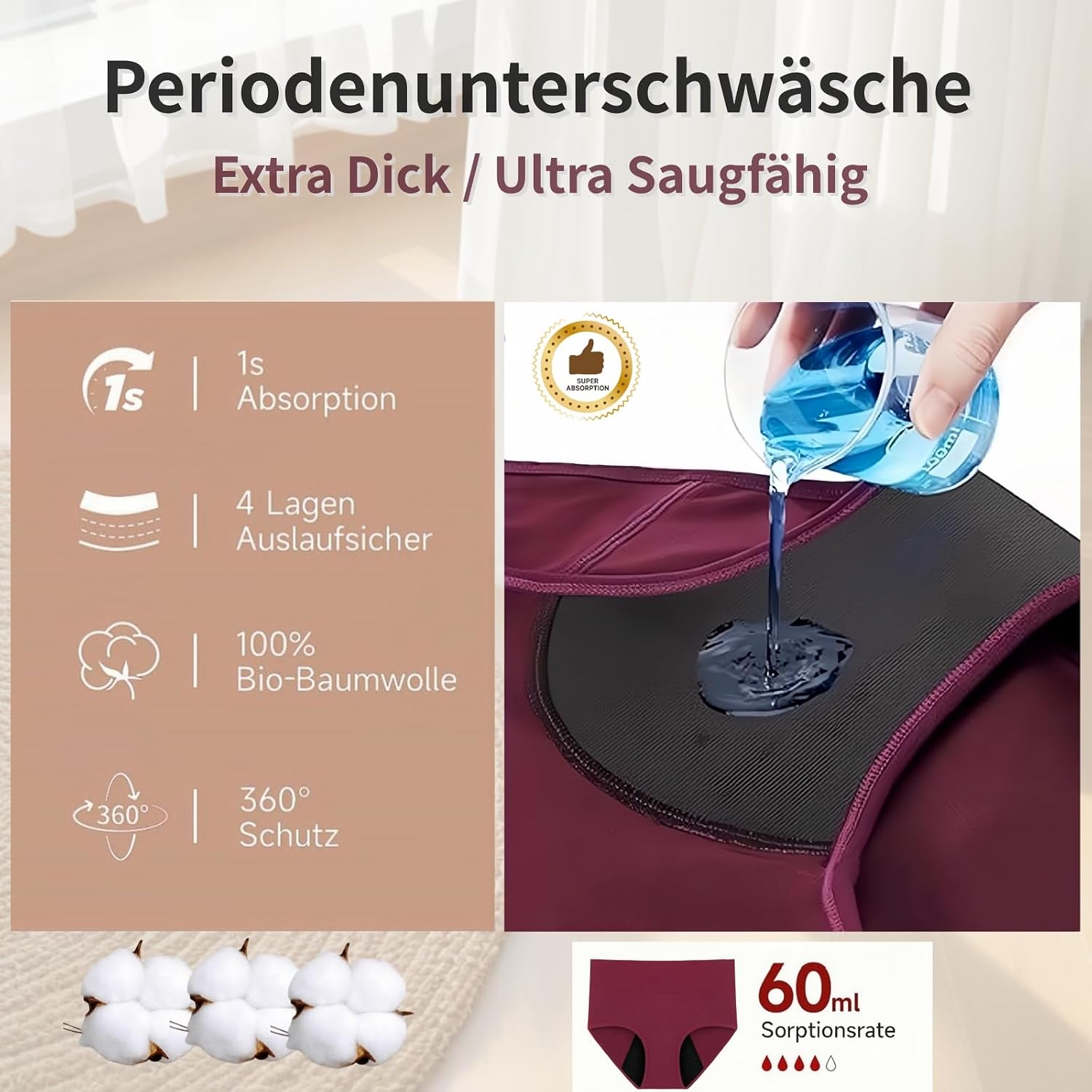 Thumbnail 3 de SUUFOR Periodenunterschwäsche 60 ml Hochtailliert