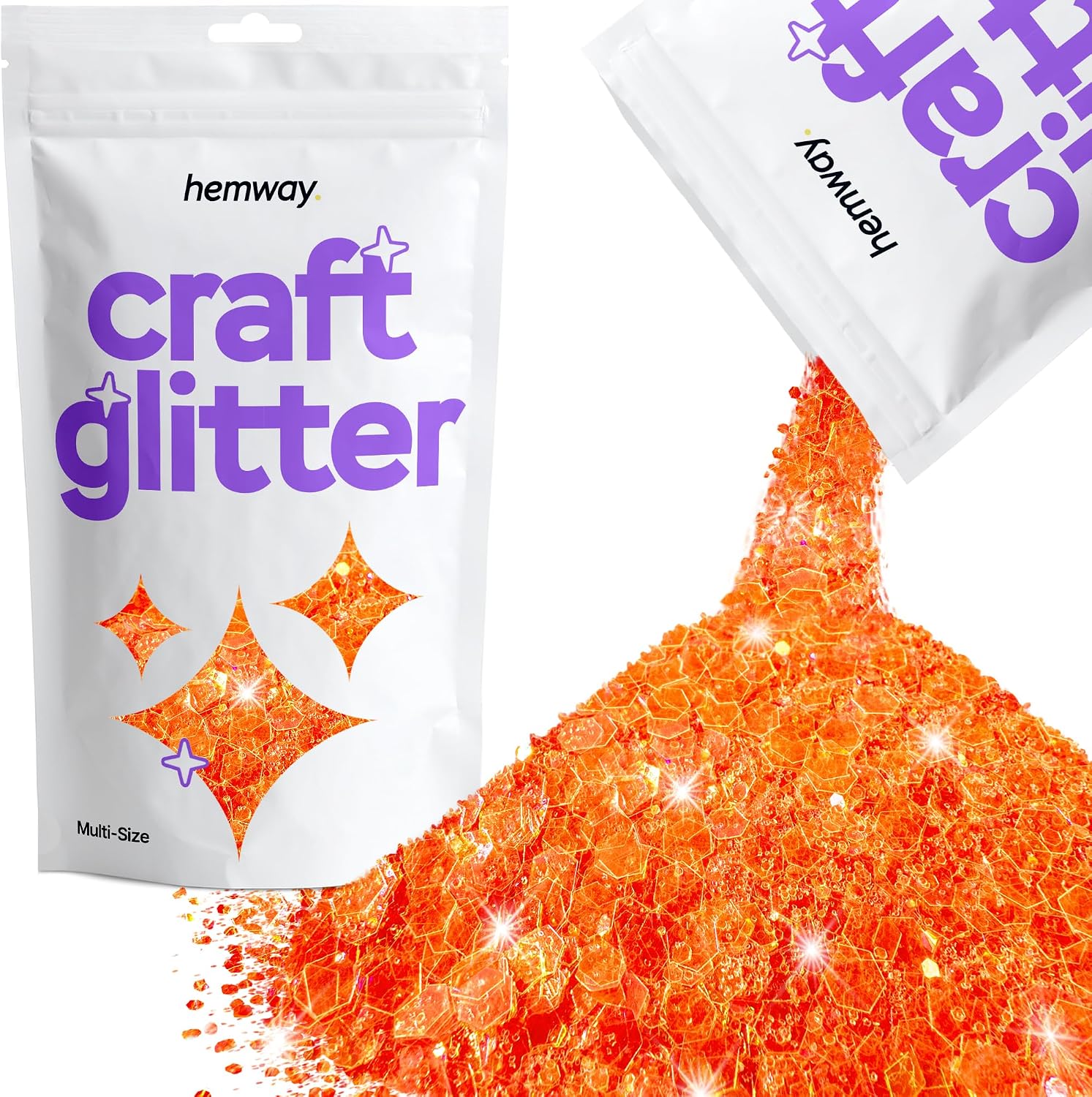 Detalle de Hemway Craft Glitter Fluorescent Peach 100g
