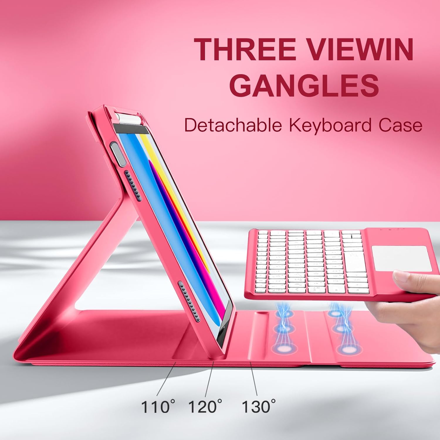 Thumbnail 4 de Vobafe Keyboard Case for iPad 10th Gen (2022, 10.9in) with Detachable Trackpad – Pink