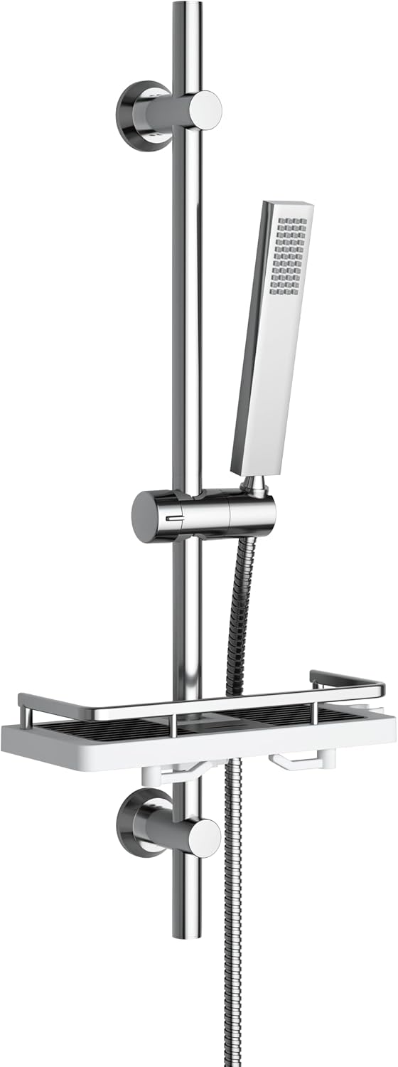 Detalle de Görbach Colonna Doccia in Acciaio Inox 70 cm con Mensola e Doccetta Regolabile – Cromata