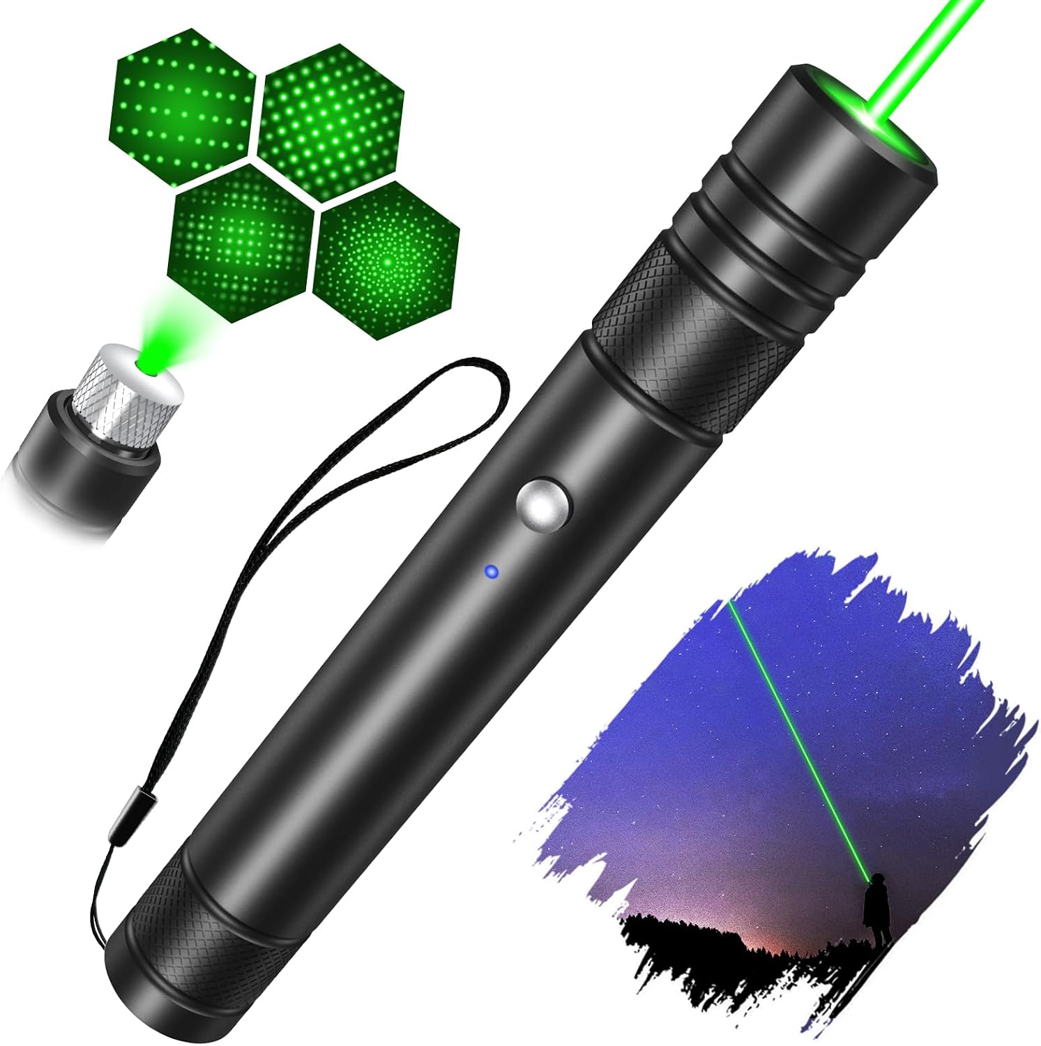 Thumbnail 6 de LETEAPII 2-Pack Green Laser Pointers with USB-A Charging and Star Caps