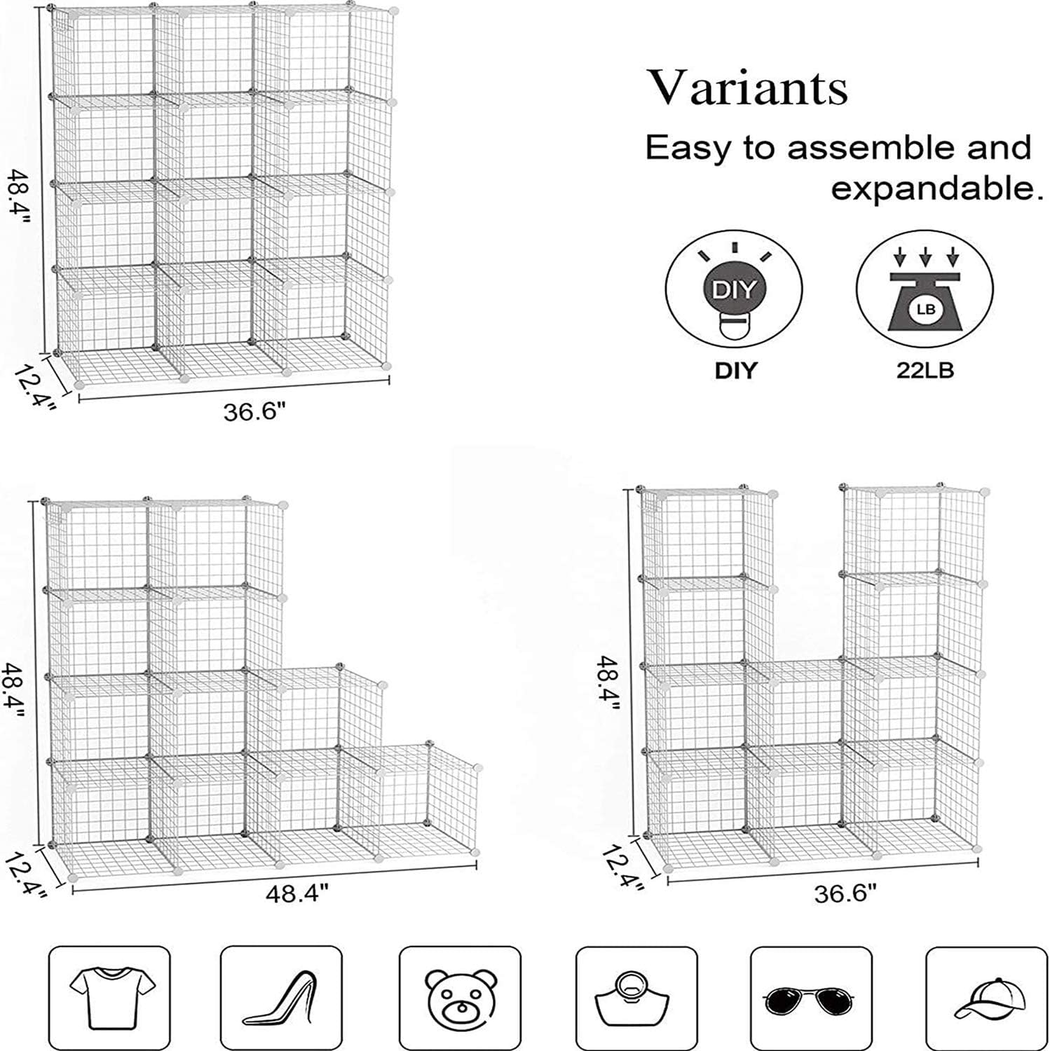 Thumbnail 2 de C&AHOME wire cube storage, 12-cube