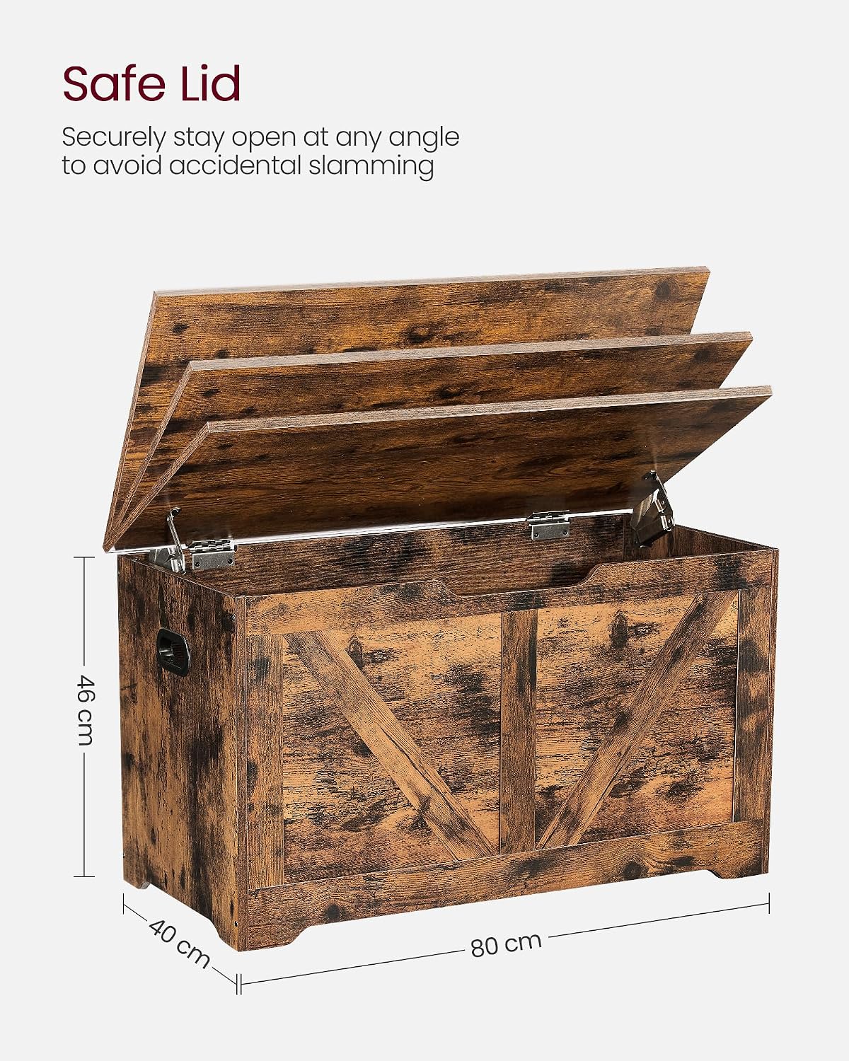 Detalle de VASAGLE HAINS LSB062T01 Storage Bench, 80 x 40 x 46 cm, Rustic Brown
