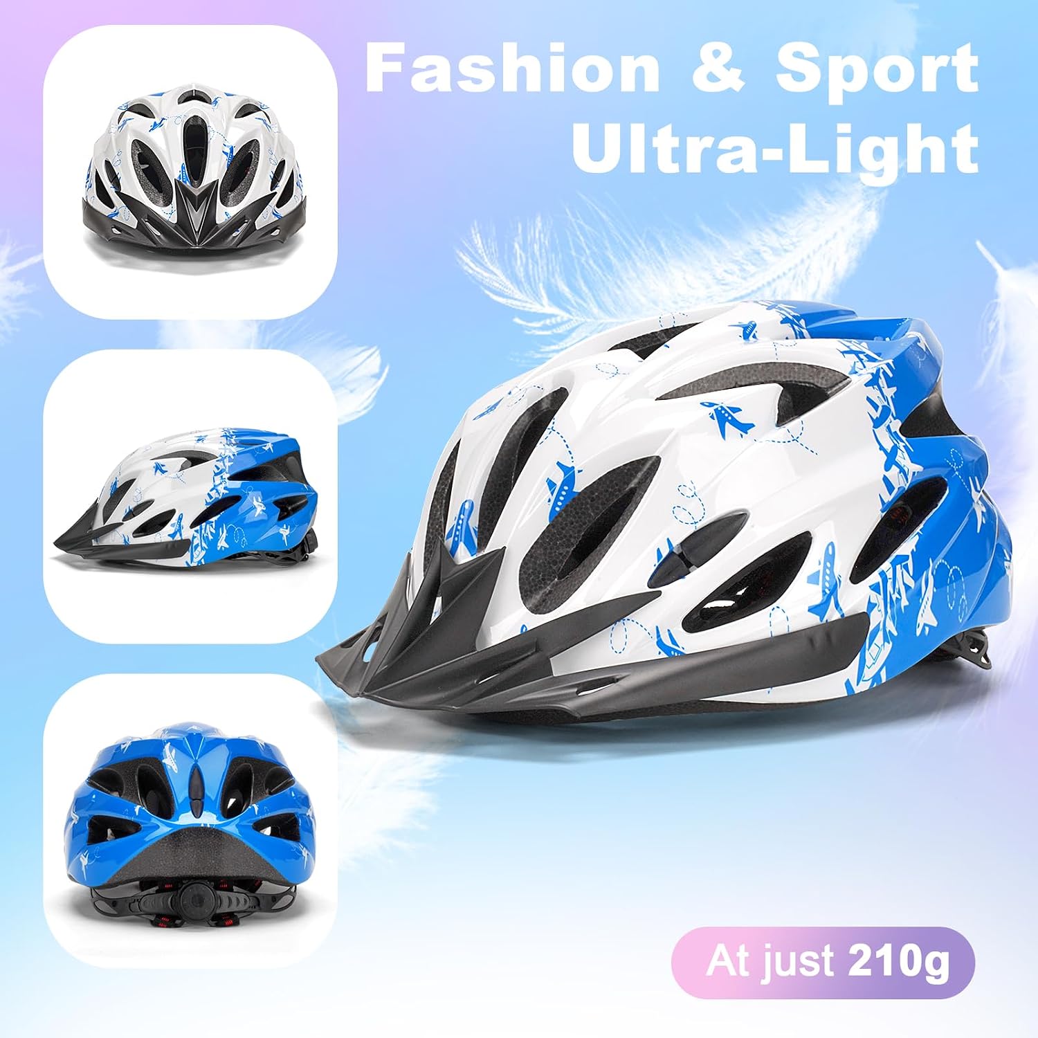 Detalle de Zamufo Kids Bike Helmet for Age 8-15 with Visor – Lightweight, Adjustable, 54-59cm