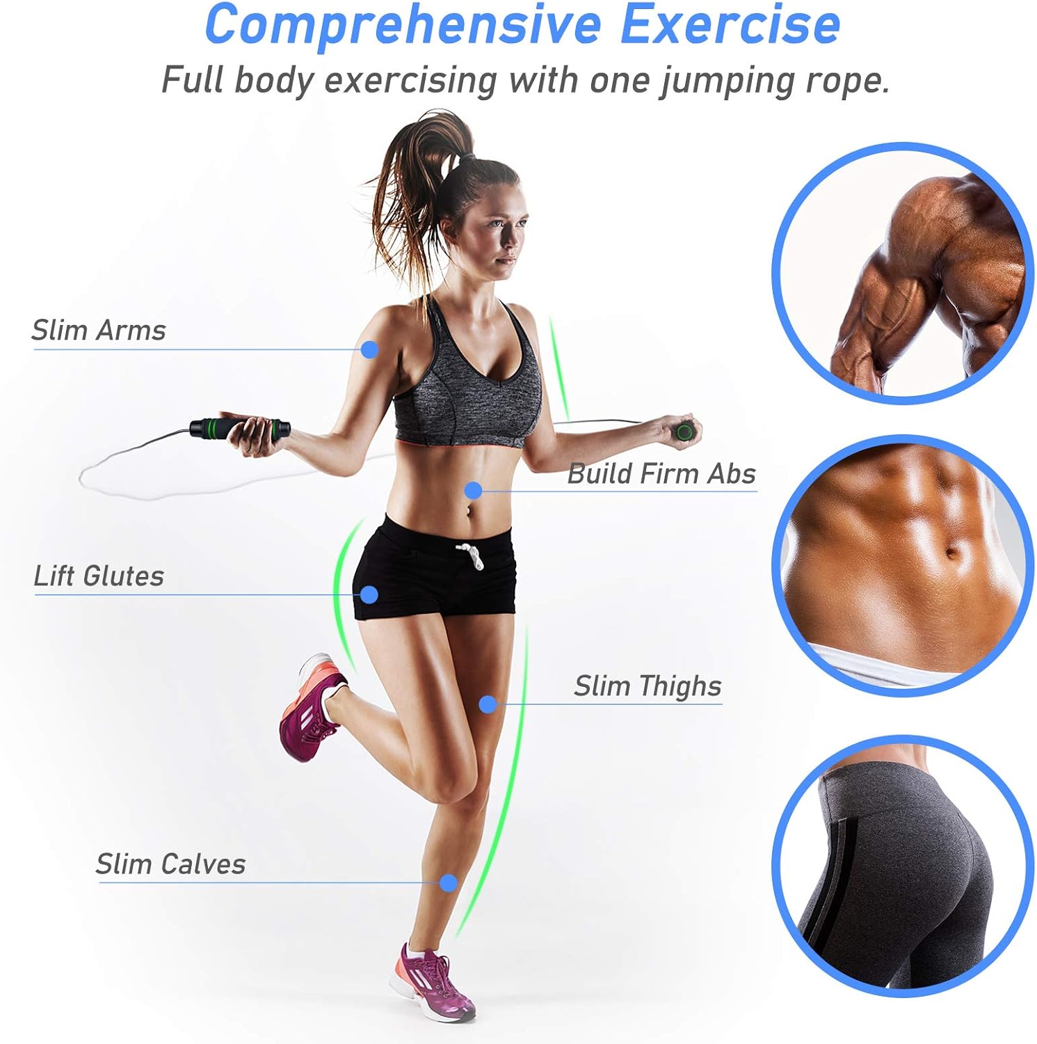 Thumbnail 3 de Blukar Skipping Rope: Speed Jump Rope with Tangle-Free Cord, 360° Bearings and Soft Foam Handles