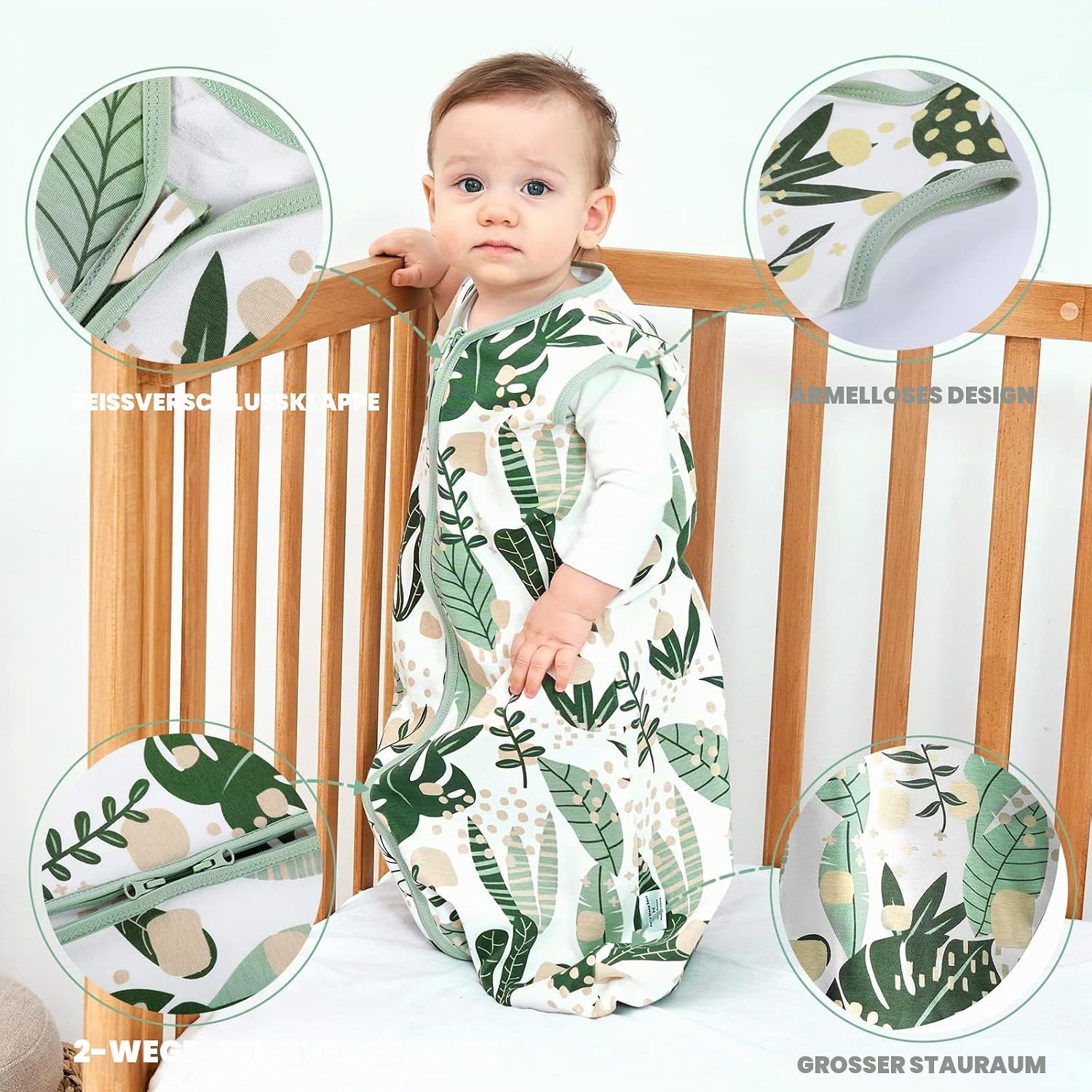 Thumbnail 4 de Yoofoss Schlafsack Baby Sommer 0.5 Tog im 2er Pack – 84 cm, 12–18 Monate, 100% Bio-Baumwolle