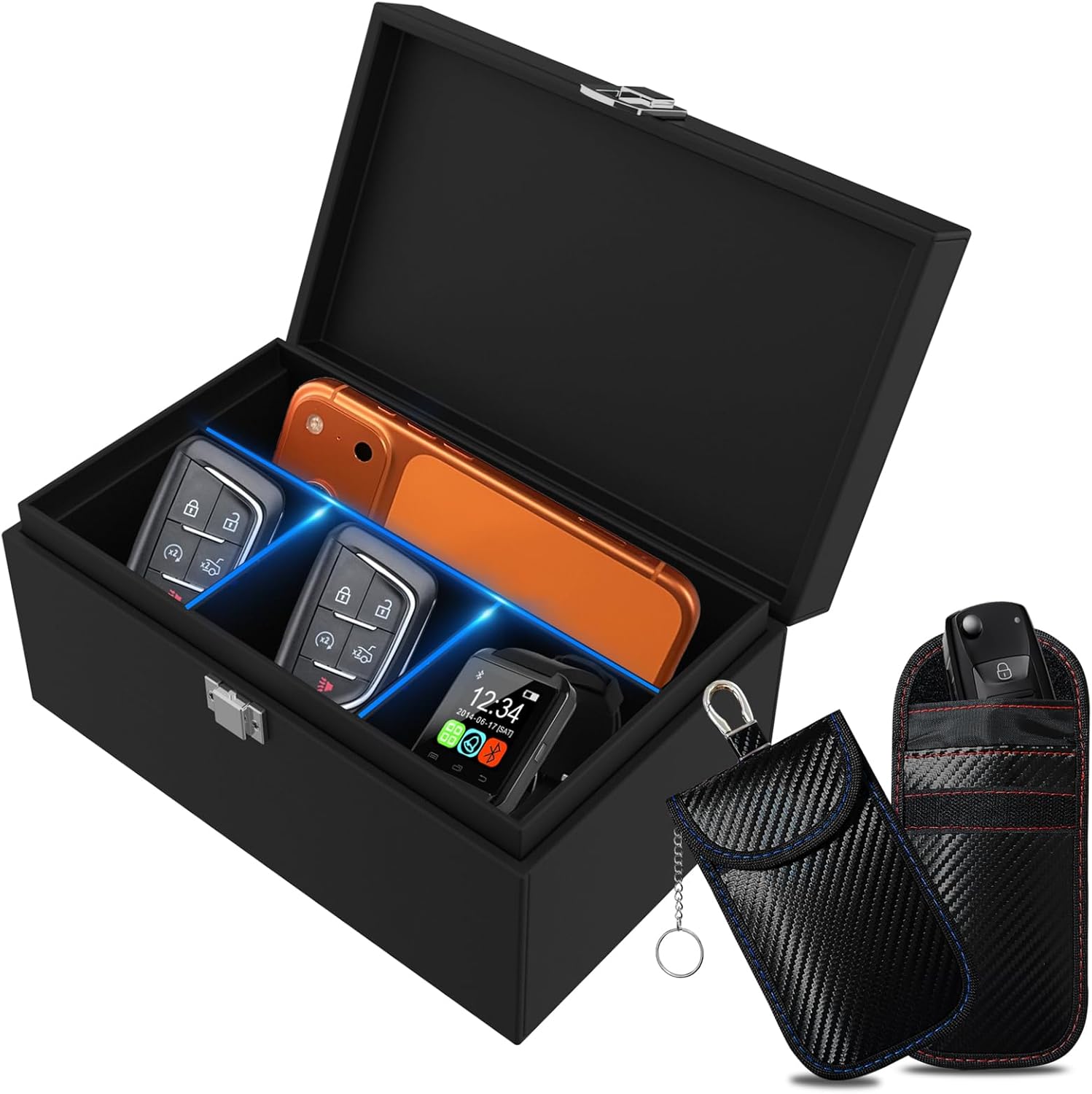 Detalle de ocuvaep Boîte Anti RFID Clé Voiture Ensemble avec Etui RFID – protection Keyless Go et étui Faraday grand format