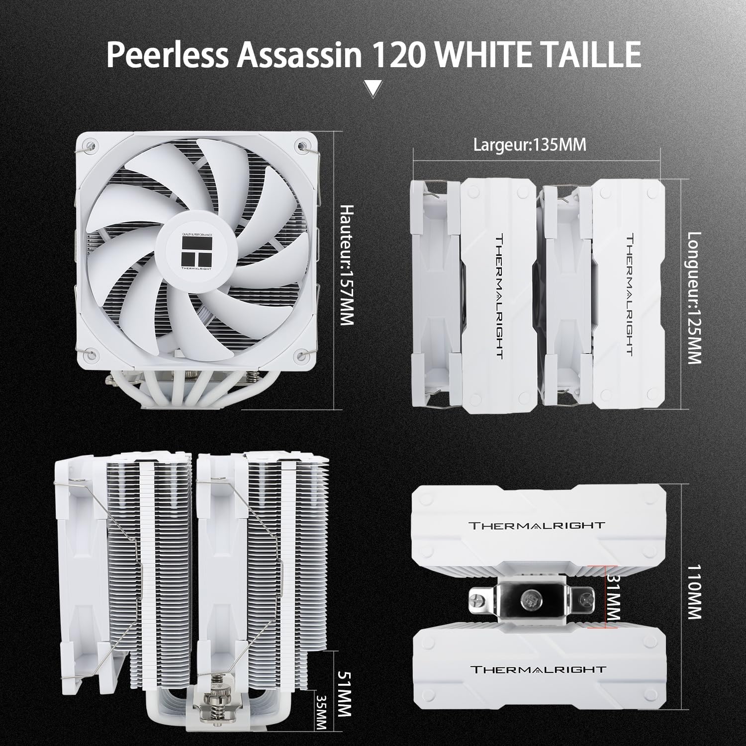 Detalle de Thermalright Peerless Assassin 120 White: Kompakter Hochleistungskühler mit AGHP-Technologie