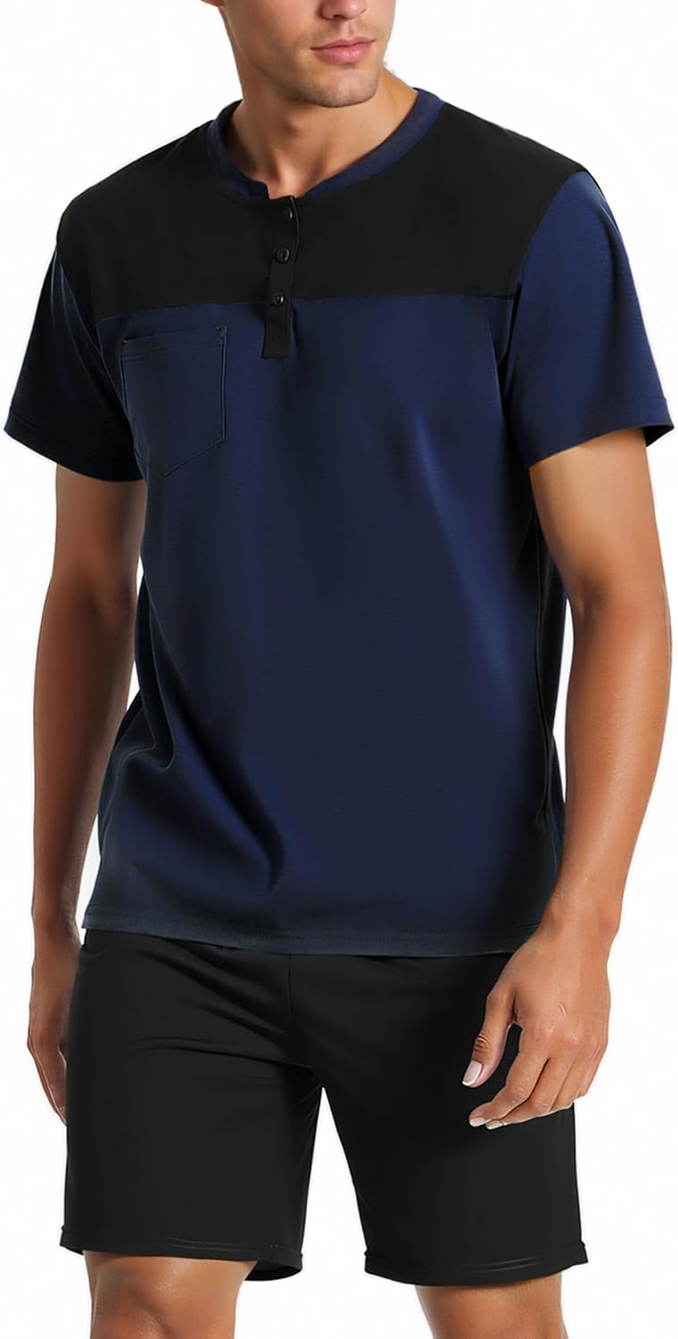 Thumbnail 6 de Bresdk Ensemble de Pyjama Court pour Homme Été – Doux et Confortable, Manches Courtes + Short