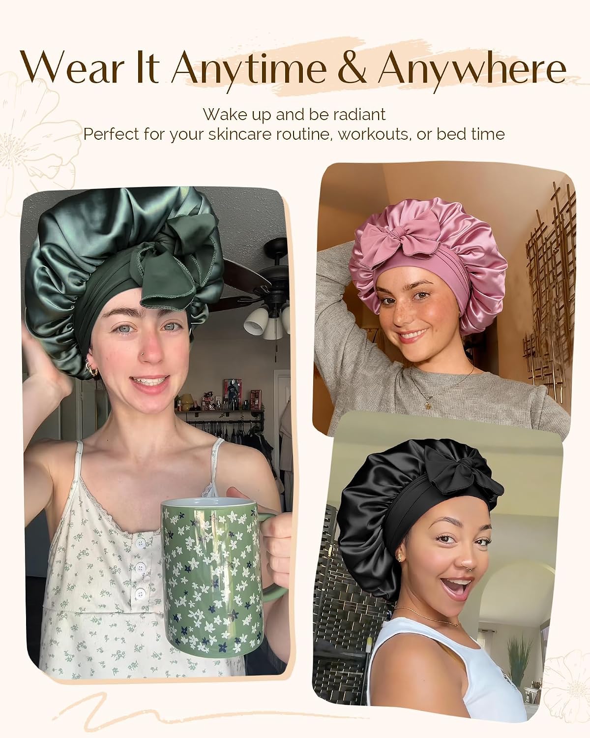 Thumbnail 5 de YANIBEST Adjustable Double Layer Satin Bonnet for Sleep: Frizz Reduction & Moisture Lock
