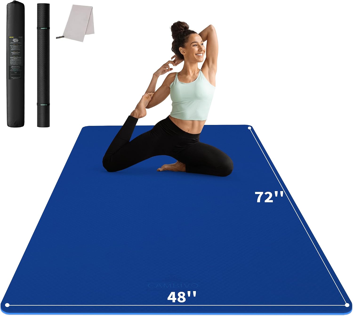 Detalle de CAMBIVO 72" x 48" Large TPE Yoga Mat with 0.24" Cushioning
