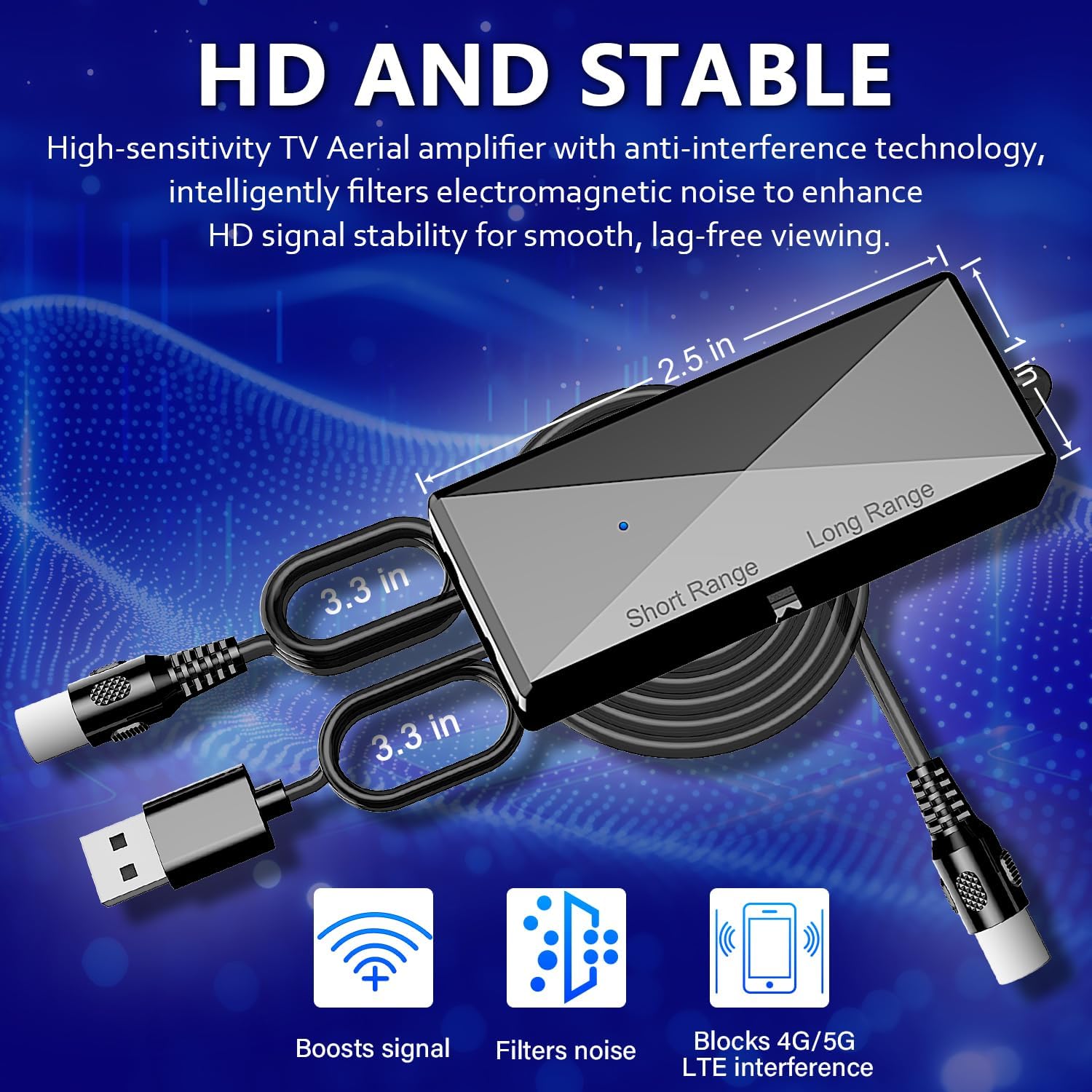 Thumbnail 4 de BsphereX TV Aerial Booster Amplifier for Freeview HD (High Gain Indoor, USB Powered)