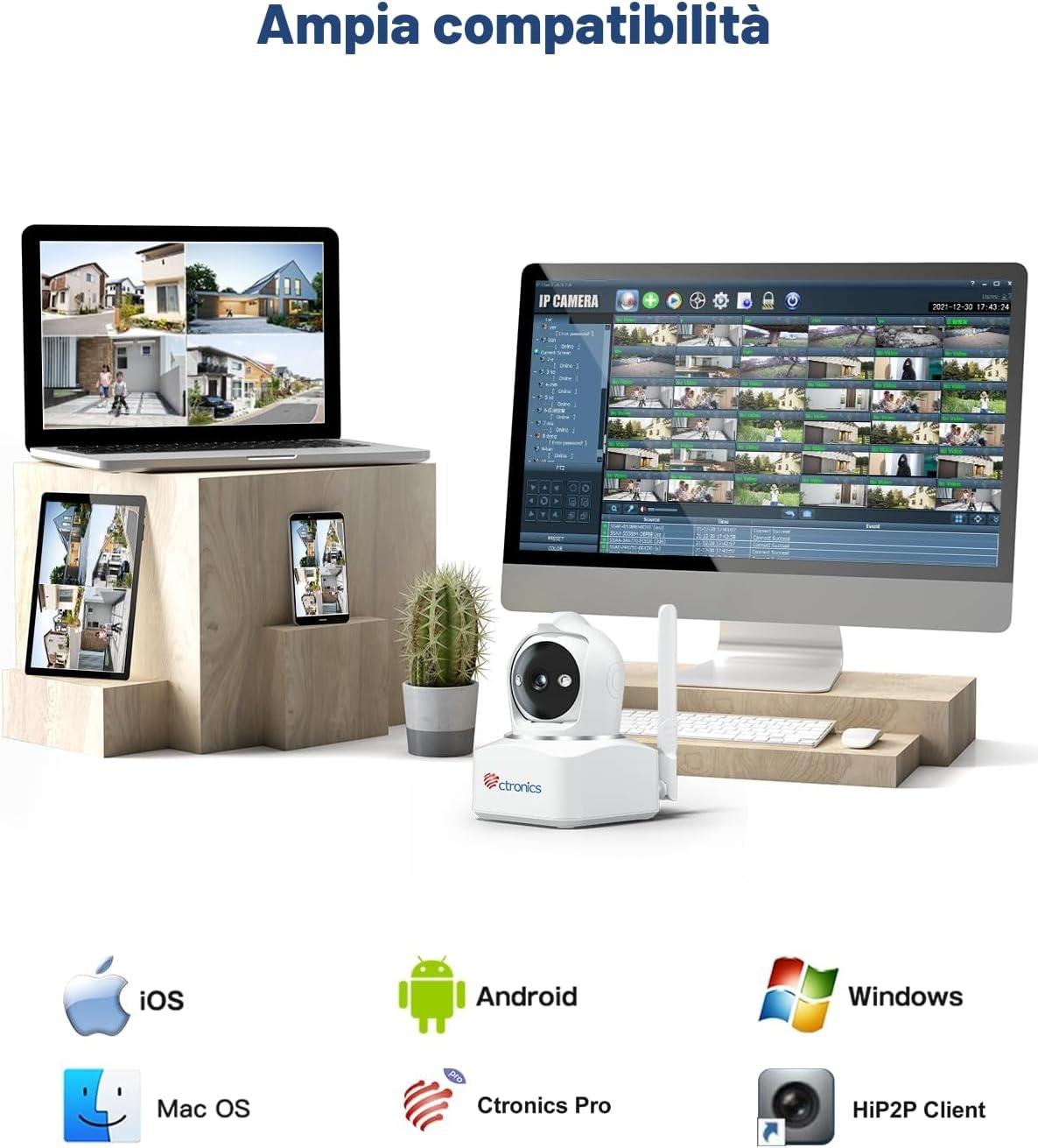 Thumbnail 4 de ctronics 4MP 3G/4G LTE Telecamera Interna con SIM, Panoramic 360° e Rilevamento Umano