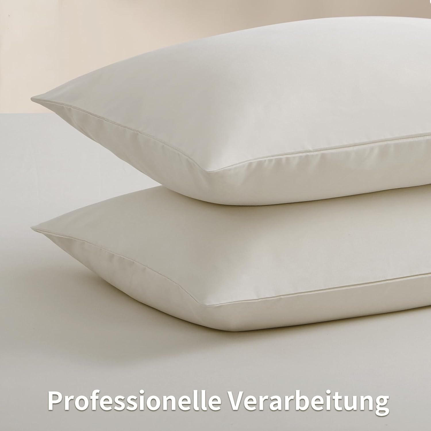 Detalle de RUIKASI Kissenbezug 40x80 Beige – 2er Set, Mikrofaser, Oeko‑Tex, mit Reißverschluss