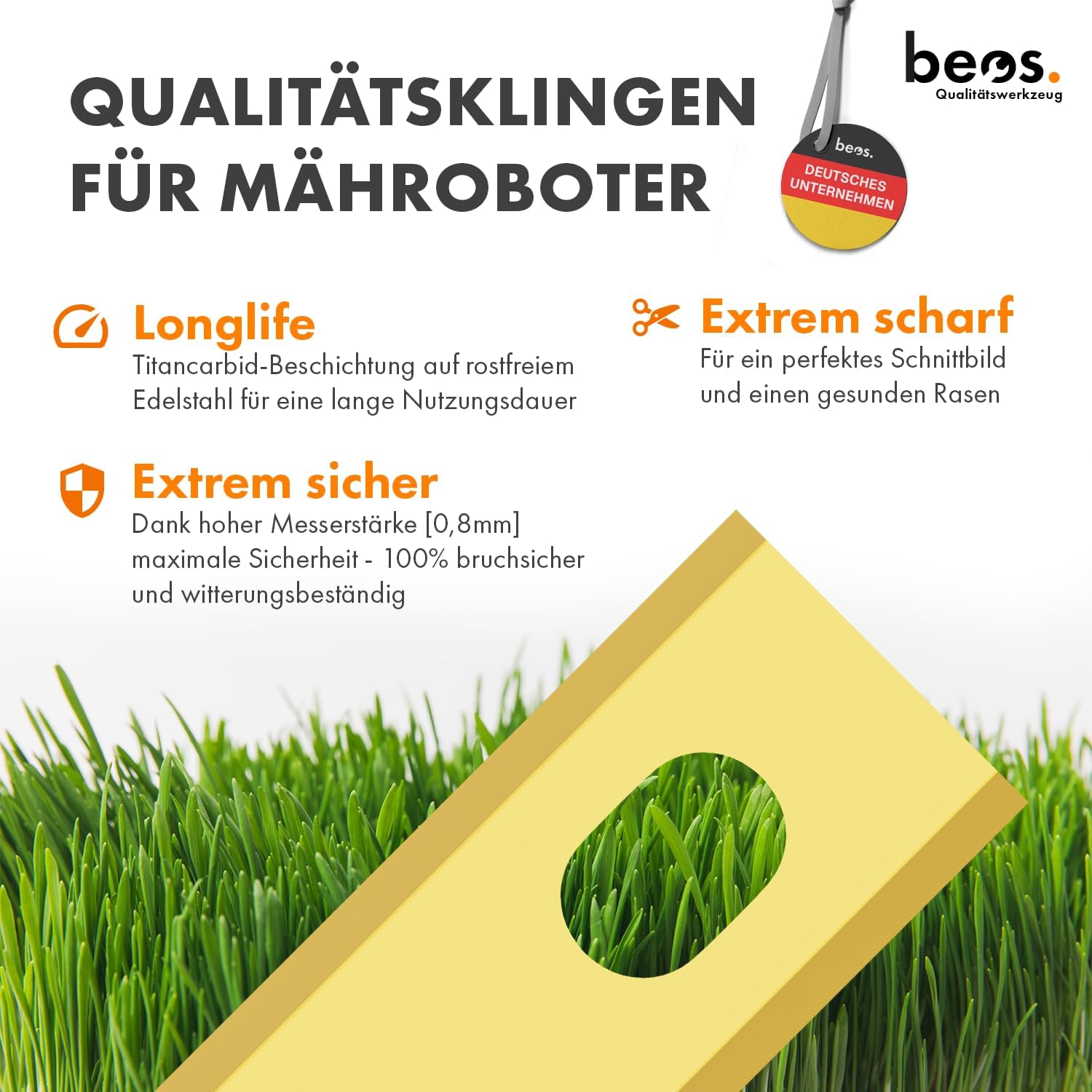 Detalle 2 de BEOS 30x Premium Titan Ersatzmesser & Schrauben – kompatibel mit Dreame-Mährobotern