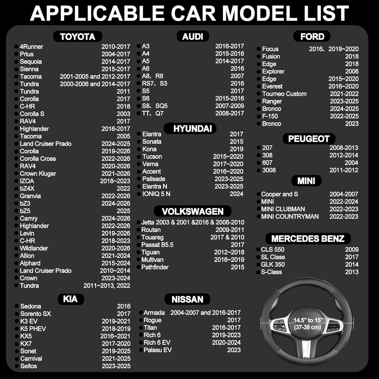 Thumbnail 6 de Car Steering Wheel Cover Leather 37cm – Universal