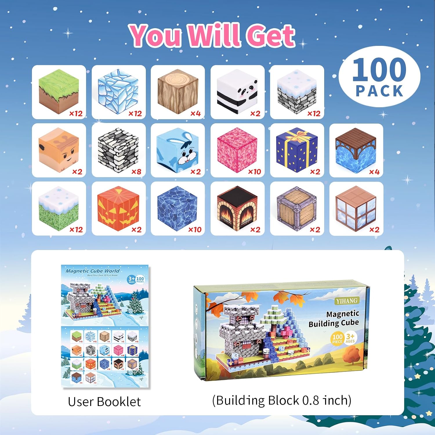 Thumbnail 3 de YIHANG 100-Piece Magnetic Building Blocks for Kids | Build Magnet Ice Castle World Set