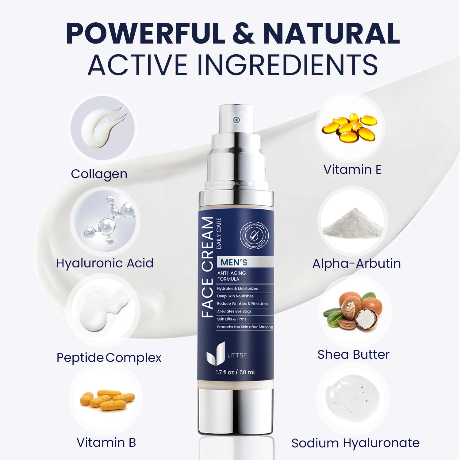 Thumbnail 4 de Uttse 6-in-1 Men's Face Moisturizer: 1.7 fl oz for Eyes, Skin, and Hydration